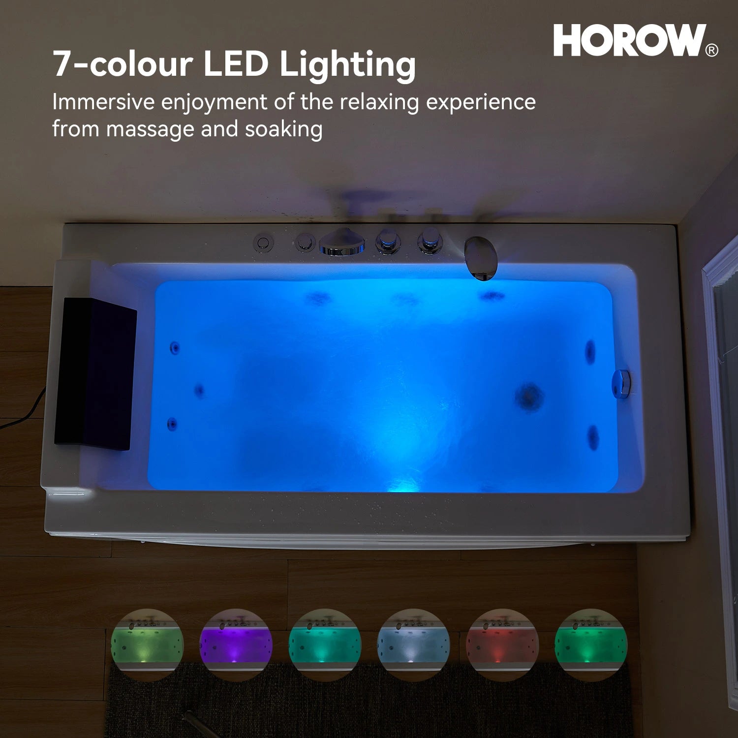 HOROW M59-R 59" Acrylic Massage Bathtub with Right Drain