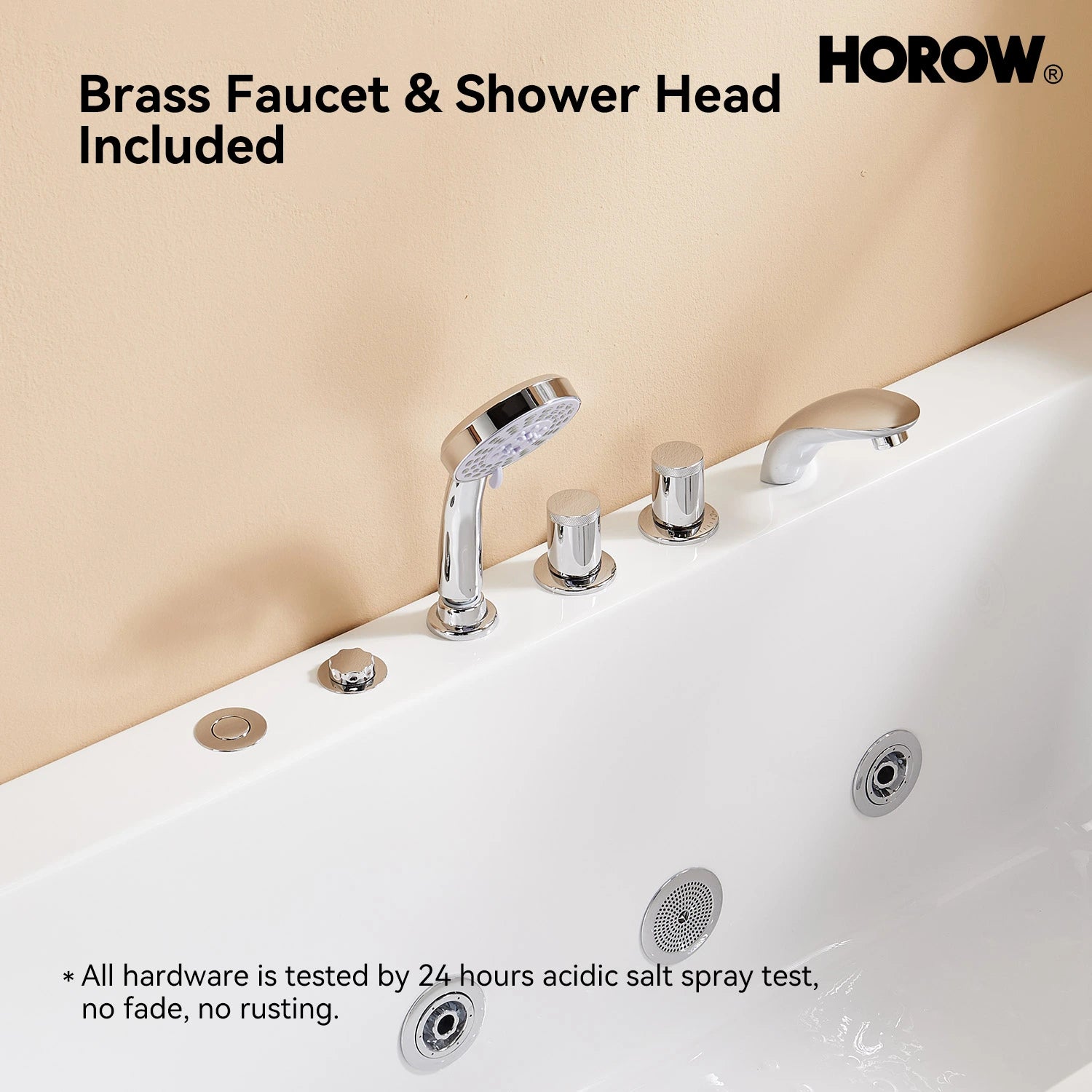 HOROW M59-R 59" Acrylic Massage Bathtub with Right Drain