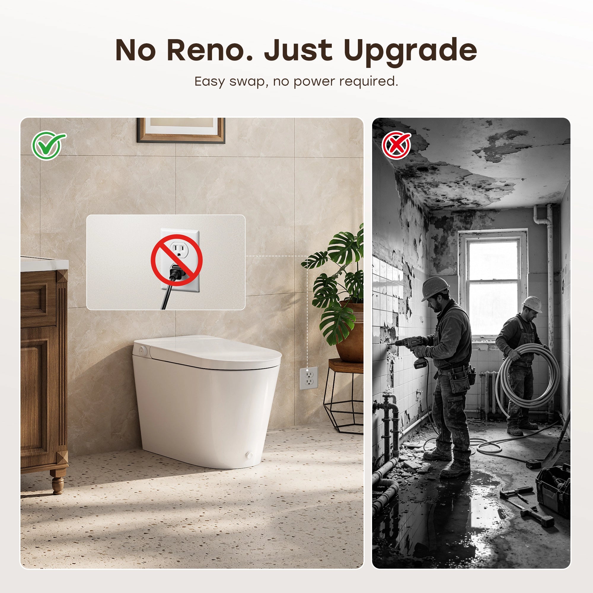 HOROW N30 Tankless Bidet Toilet with Non-Electric ADA Seat
