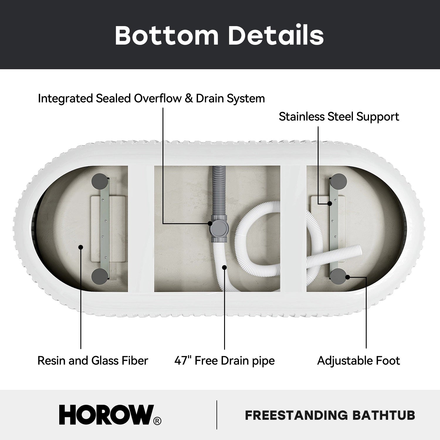 HOROW 59 Inch Acrylic Freestanding Tub Model ST59-CH