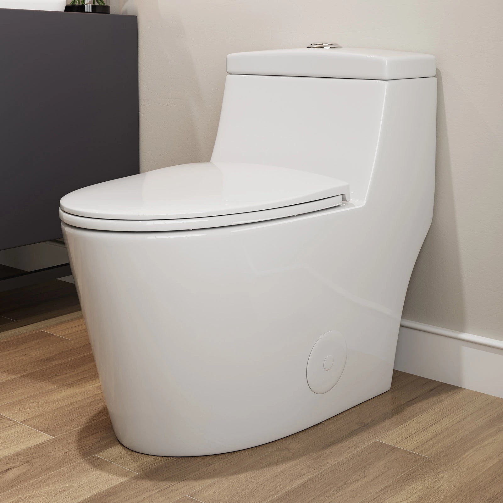 HOROW Compact Elongated Toilet One Piece Dual Flush 1.1 OR 1.6 GPF Toilet Model T0280W