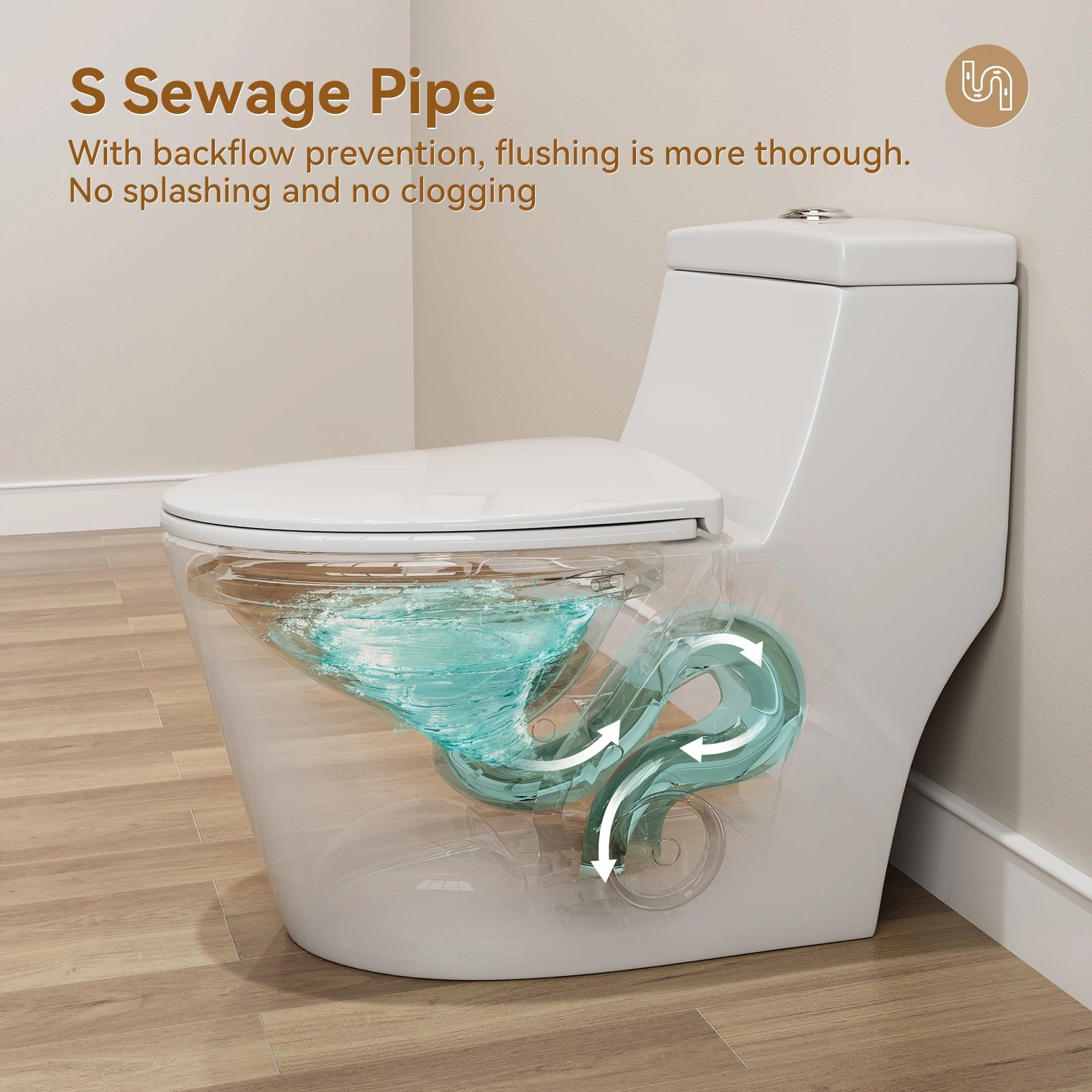 HOROW Compact Elongated Toilet One Piece Dual Flush 1.1 OR 1.6 GPF Toilet Model T0280W