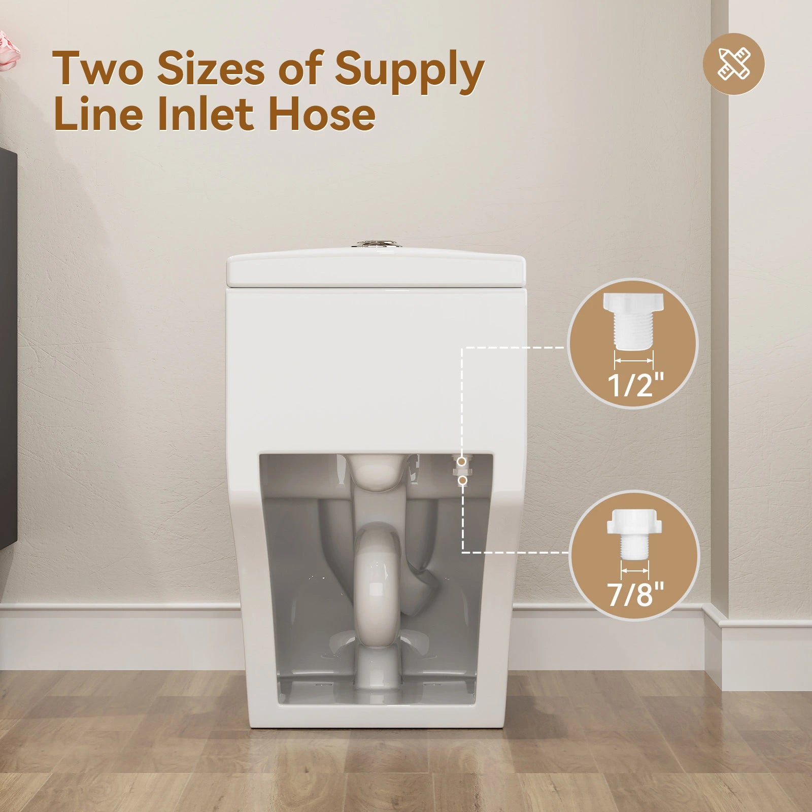 HOROW Compact Elongated Toilet One Piece Dual Flush 1.1 OR 1.6 GPF Toilet Model T0280W