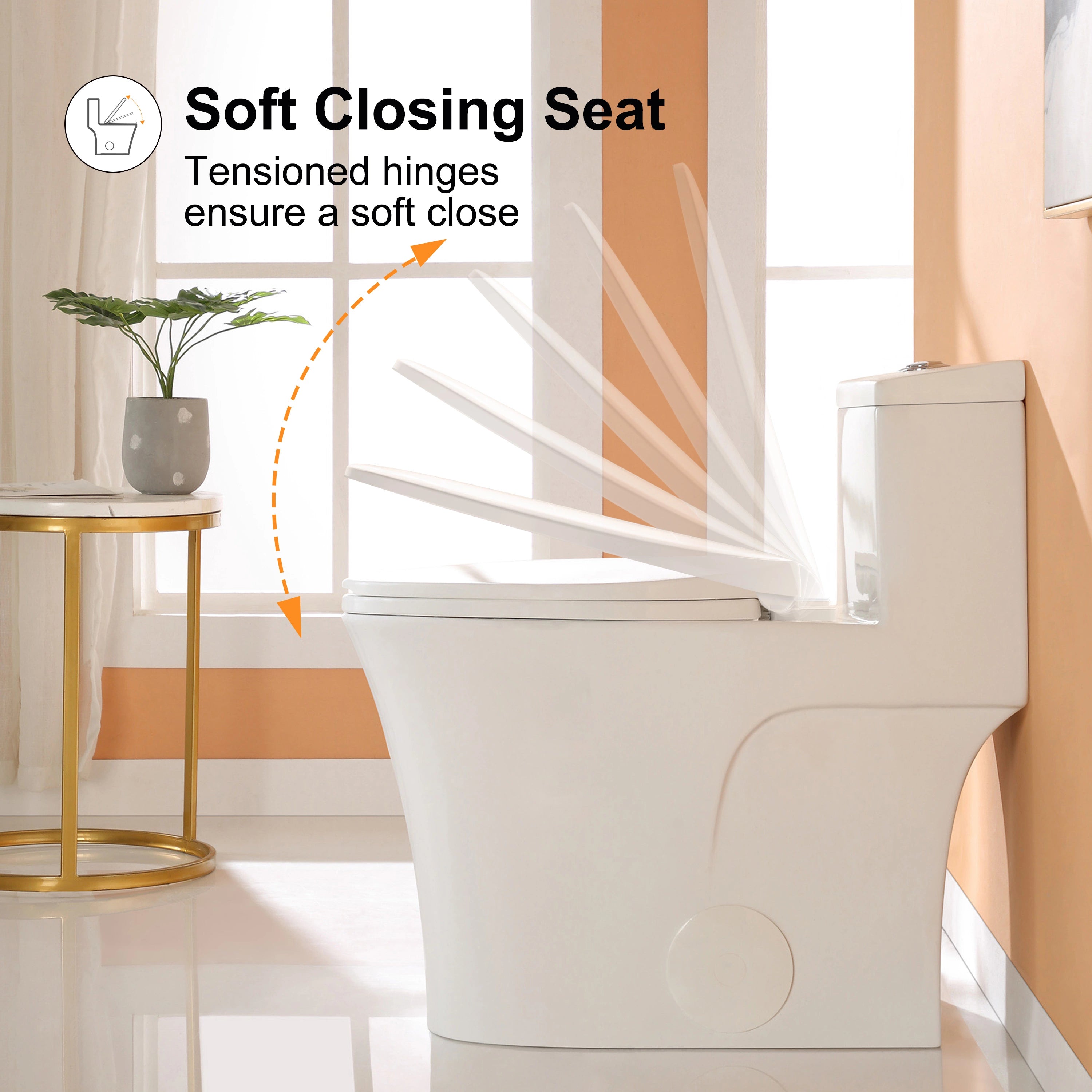 HOROW T0338W Elongated One Piece Toilet ADA Toilet Height 17.3 Inch