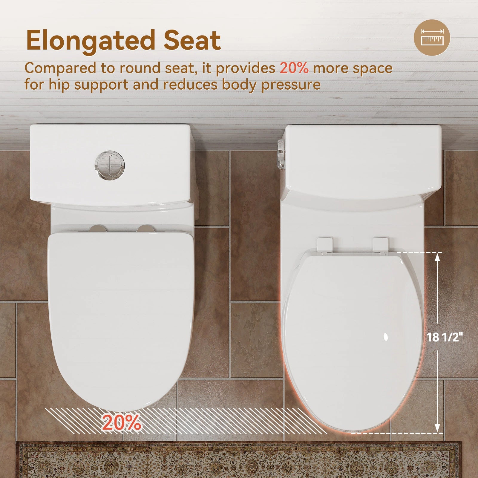 Single Flush Toilet with ADA Seat Height for 12 Inch Rough In Model T0352W