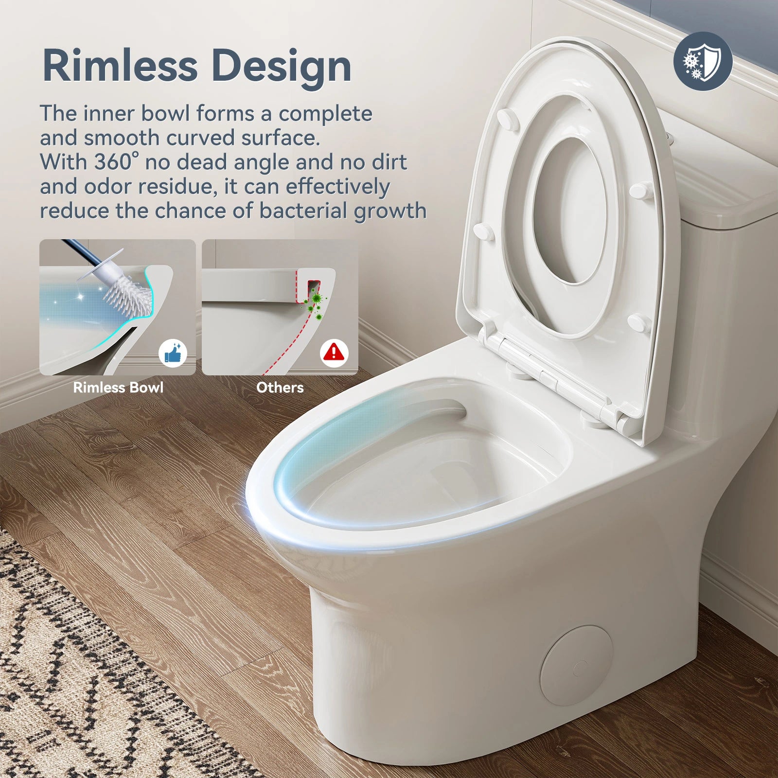 HOROW Dual Flush One Piece Toilet with Built in Child Seat and Rimless Bowl Model T0356W