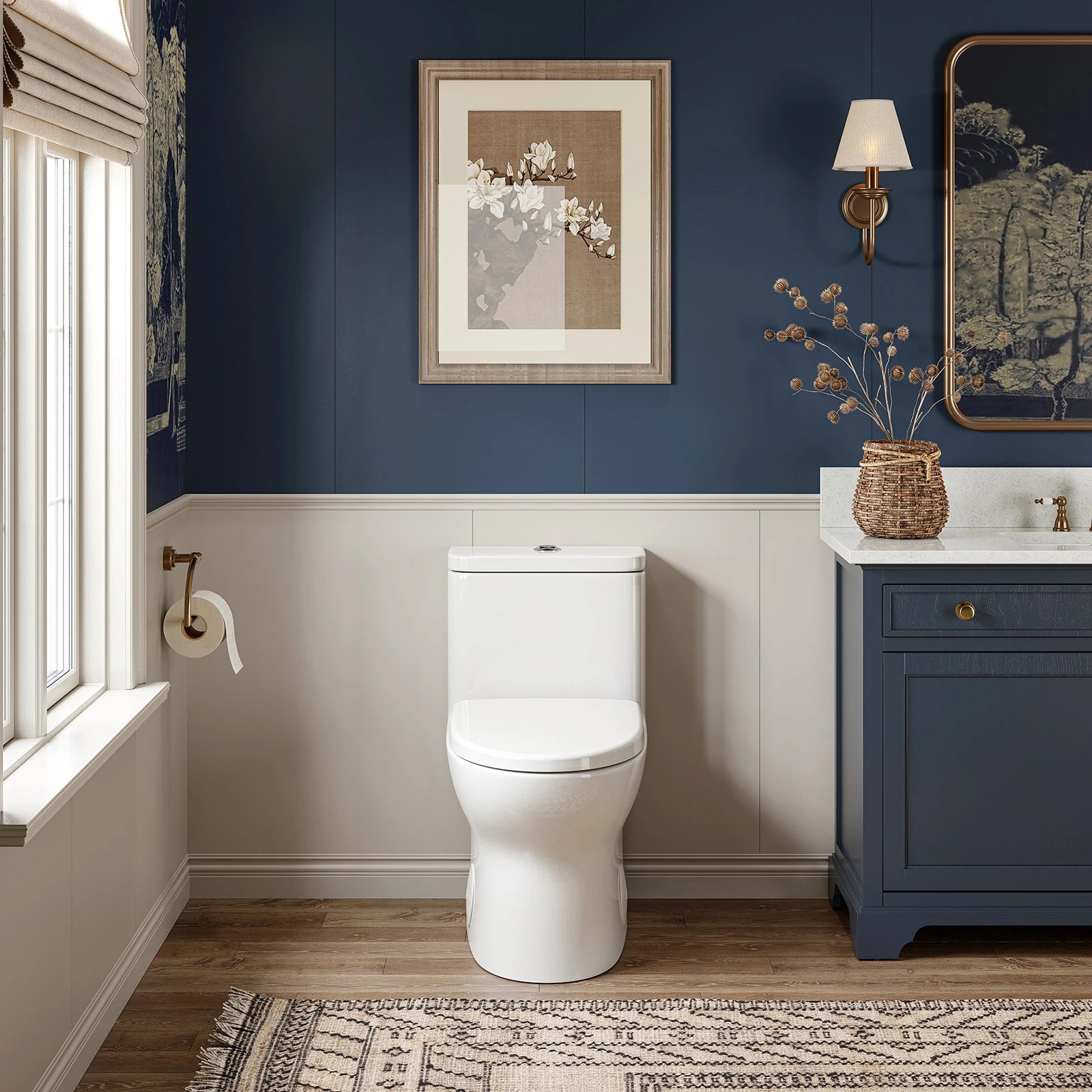 HOROW Dual Flush One Piece Toilet with Built in Child Seat and Rimless Bowl Model T0356W