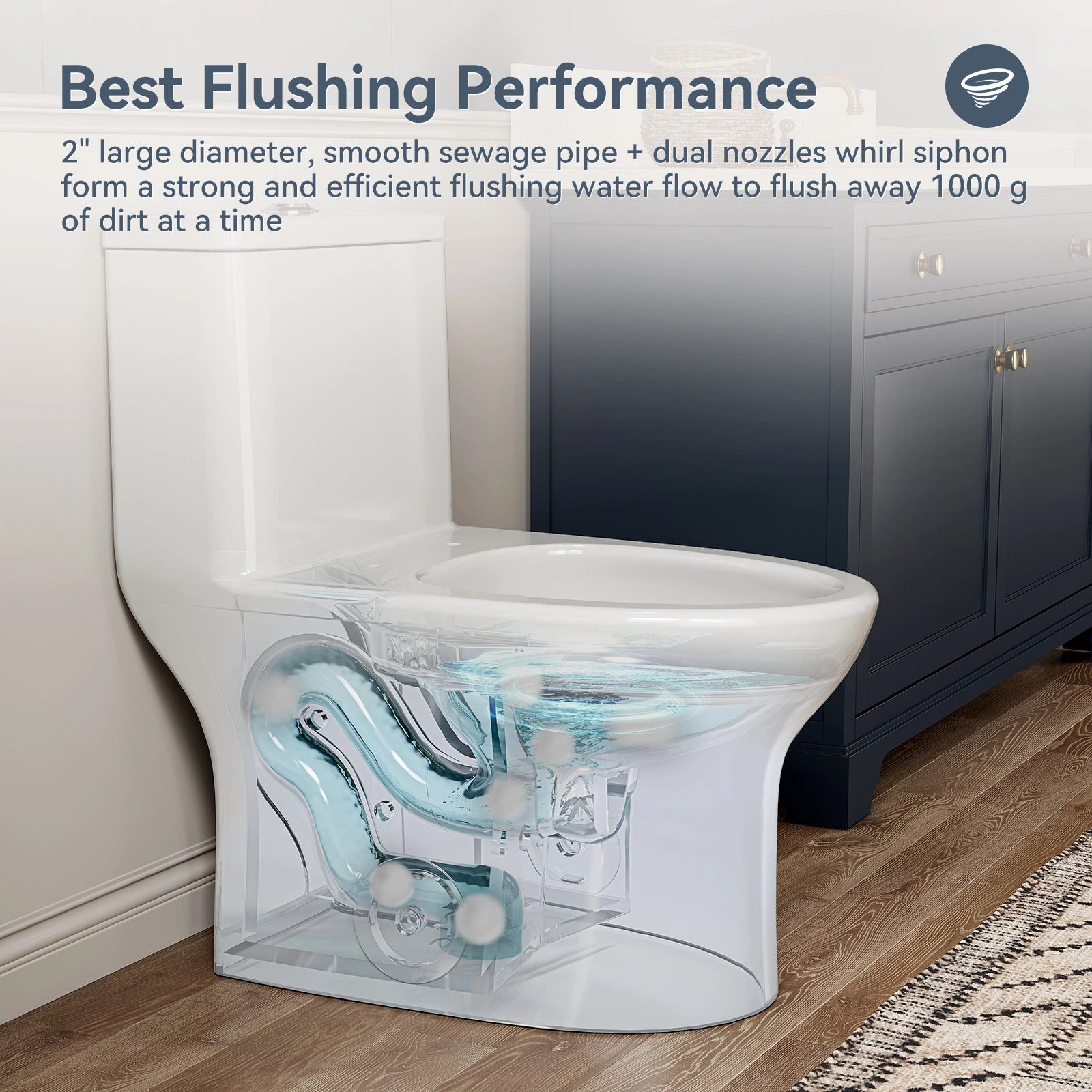 HOROW Dual Flush One Piece Toilet with Built in Child Seat and Rimless Bowl Model T0356W