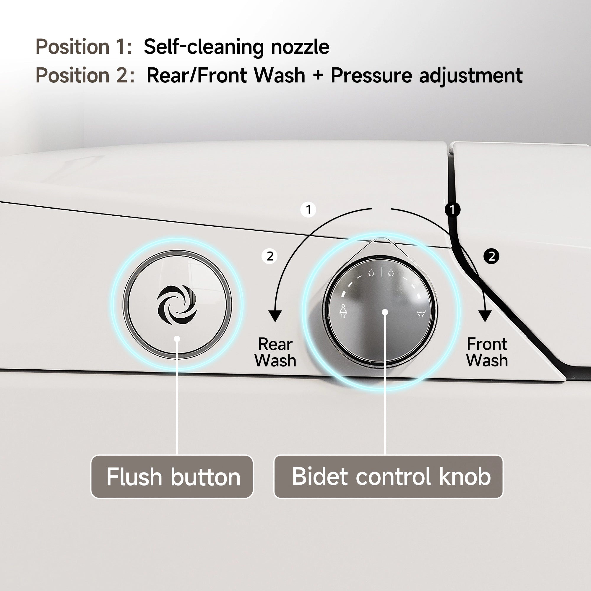 HOROW T30-NE 10-Inch Rough-In Non-Electric Bidet Toilet