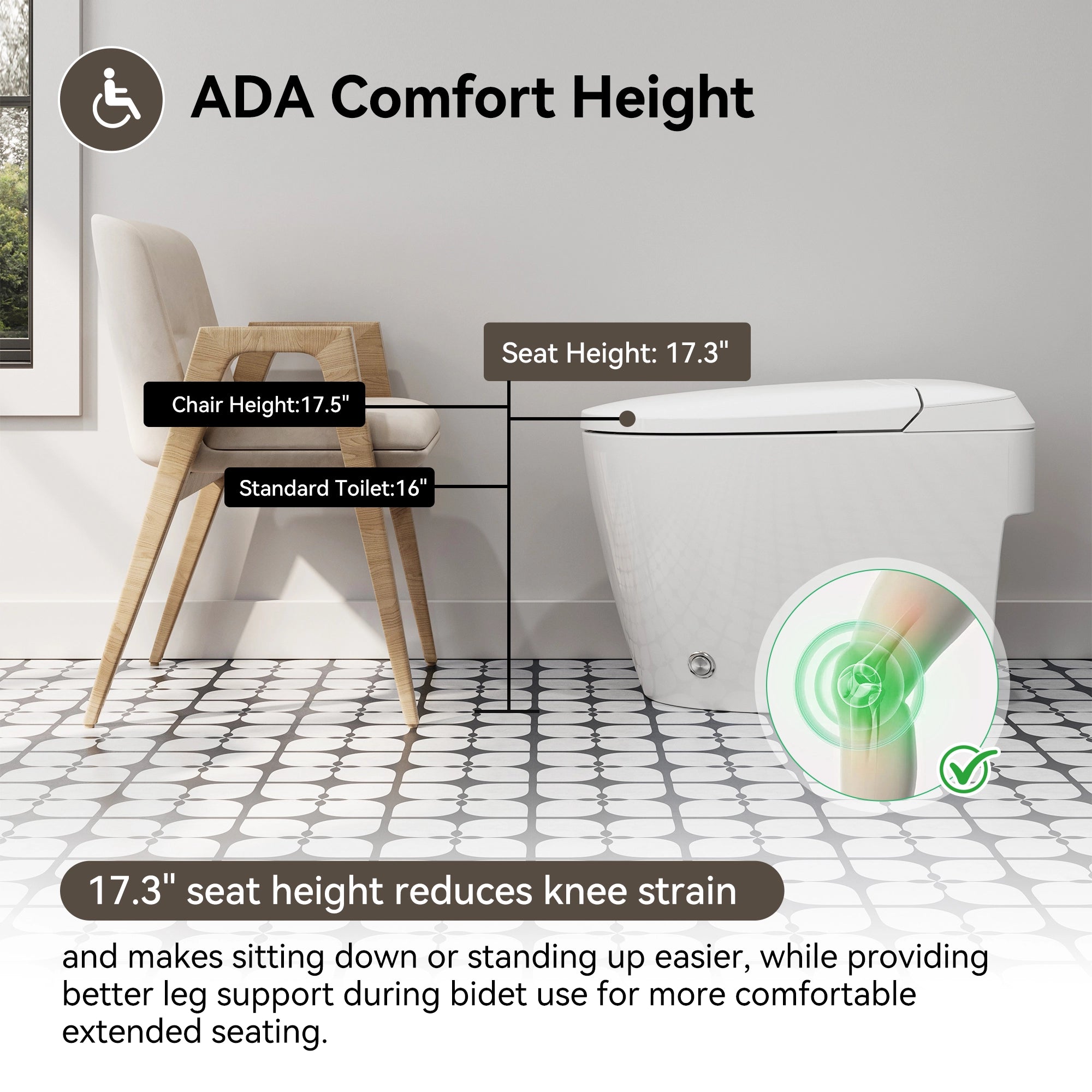 HOROW T30-NE 10-Inch Rough-In Non-Electric Bidet Toilet