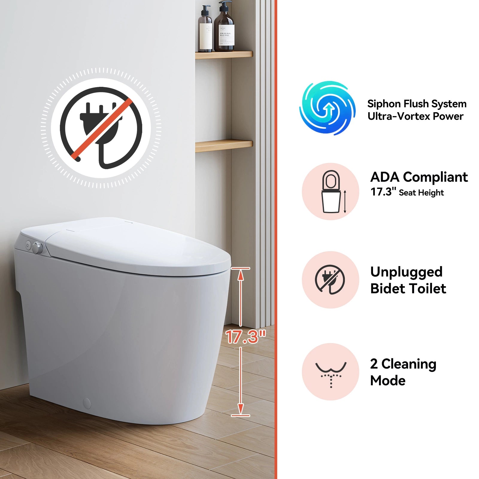 Bidet Toilet with Non electric Seat for 12 Inch Rough in Model T30