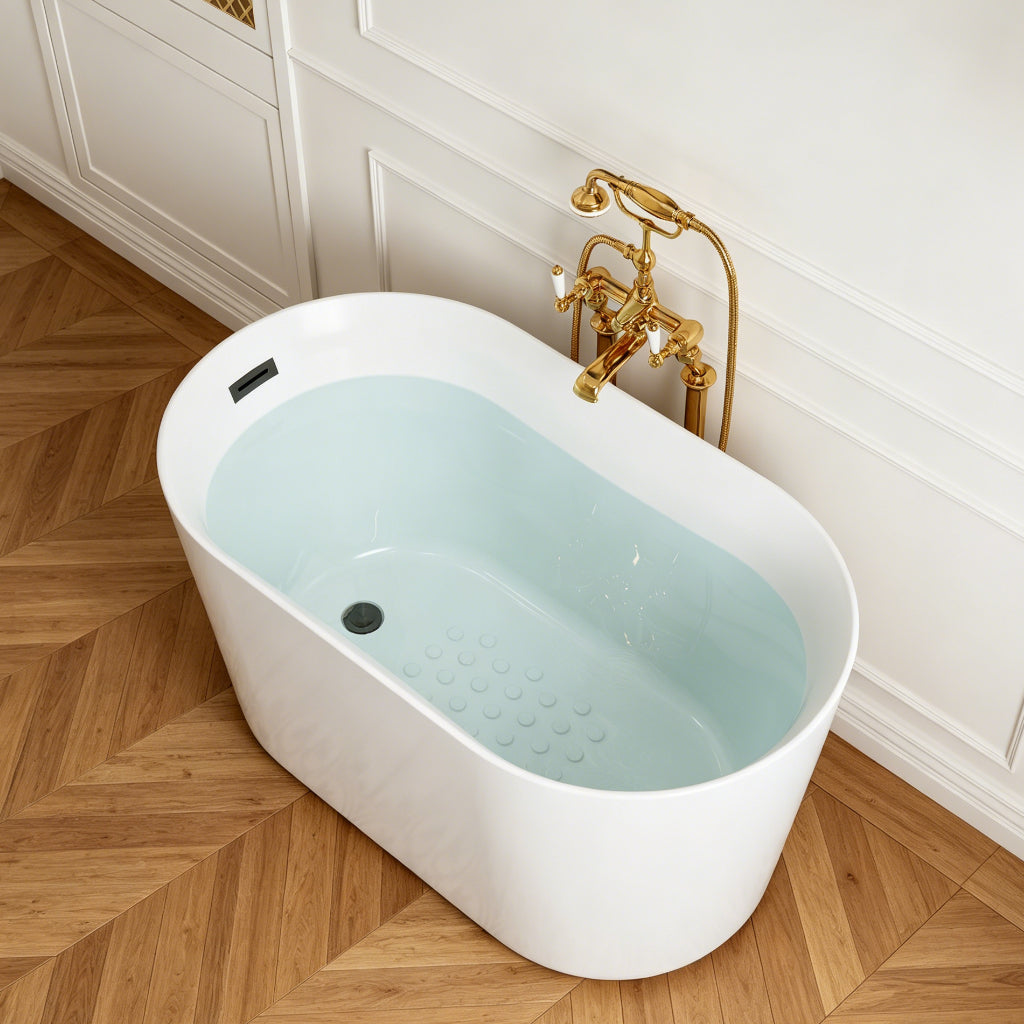 HOROW TU47-MBN-A 1.2M Acrylic Freestanding Tub with Black Hardware