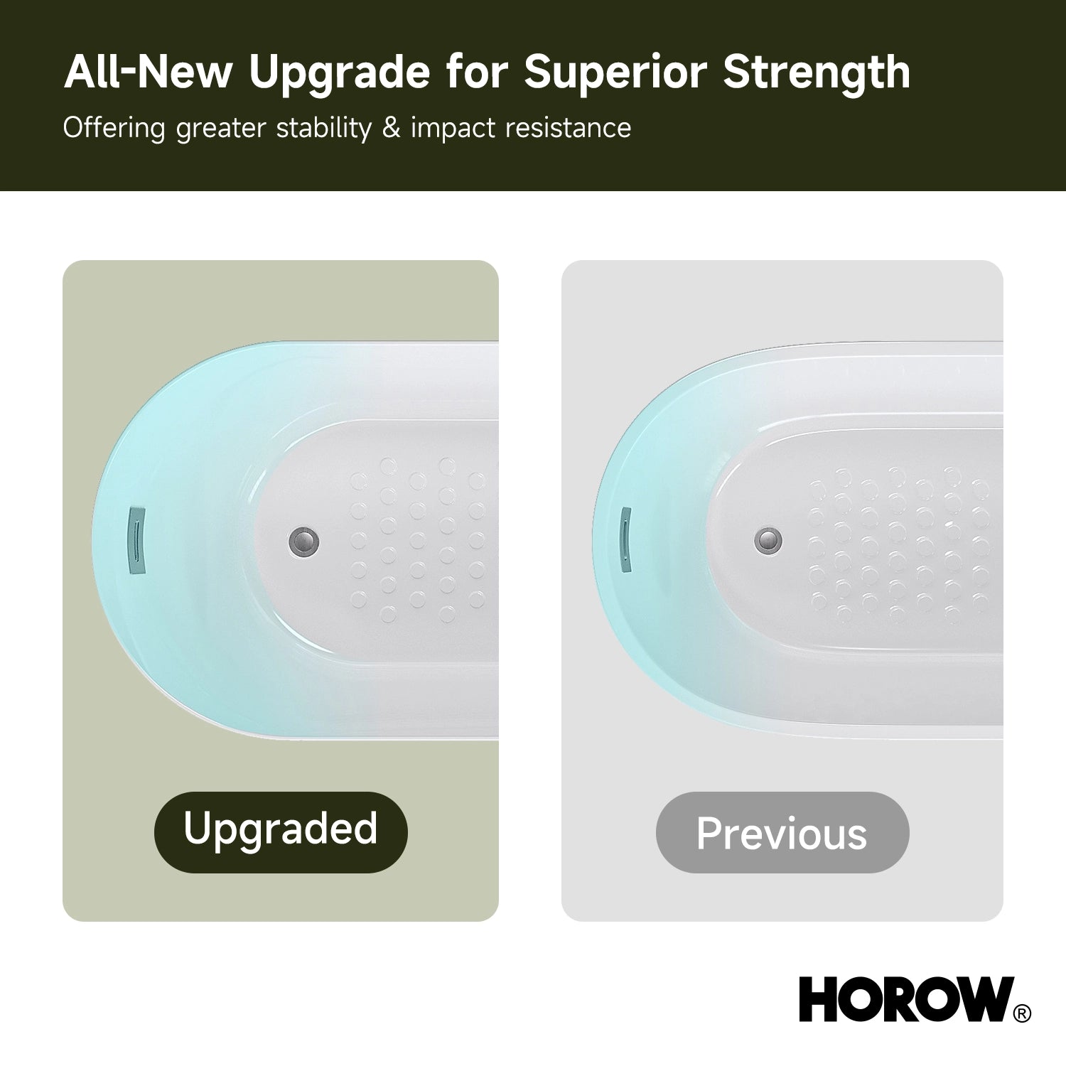 HOROW 59” Brushed Nickel Freestanding Bathtub with Integrated Overflow & Drain