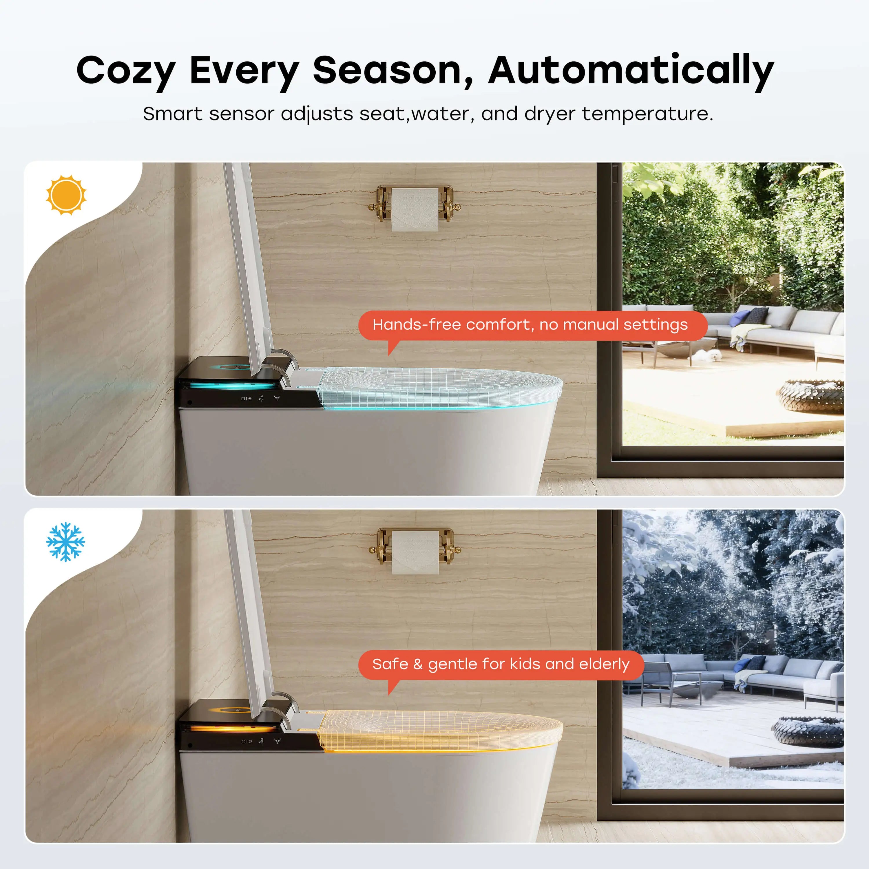 HOROW X70 Smart Toilet with Built-In Tank and Pump – Powerful Flush, Modern Comfort