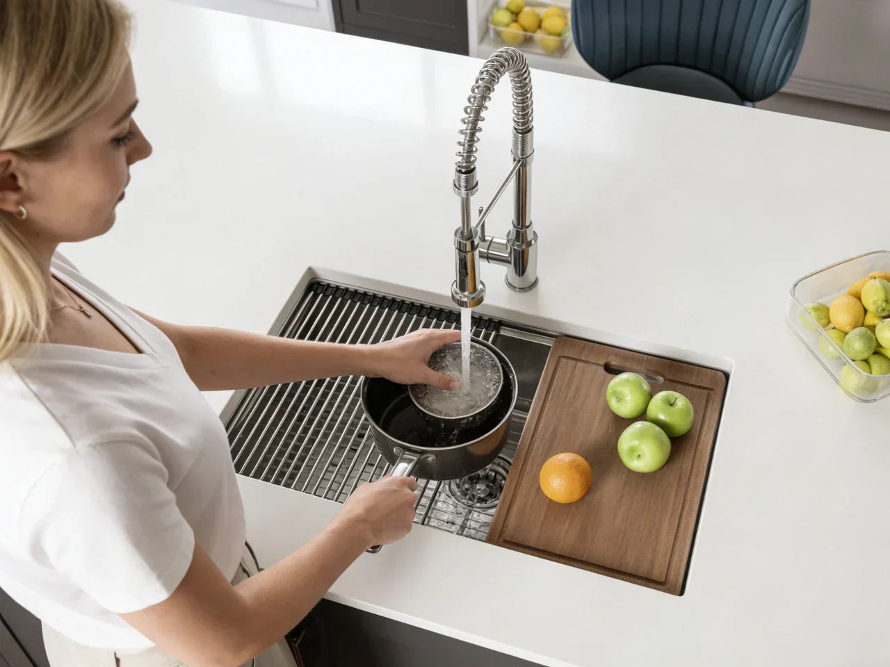 kitchen sink with bottom grid