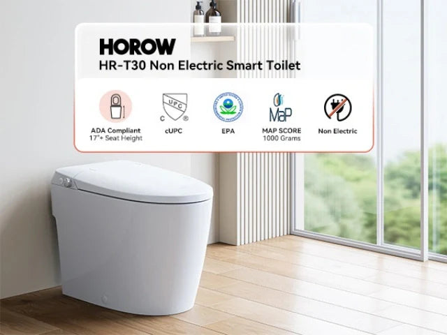 Air Pressure Toilet: HOROW T30 Bidet Toilet with Non-Electric Seat for Power Outage