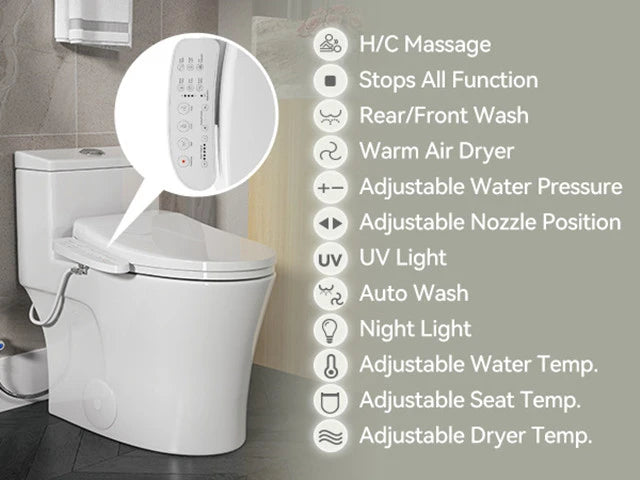 Experience Luxury and Efficiency with the HOROW One Piece Toilet and Bidet Seat