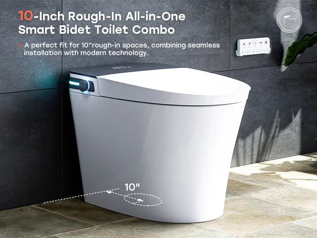 10 Inch Rough In Toilet - HOROW T37D with All-in-One Side Knob