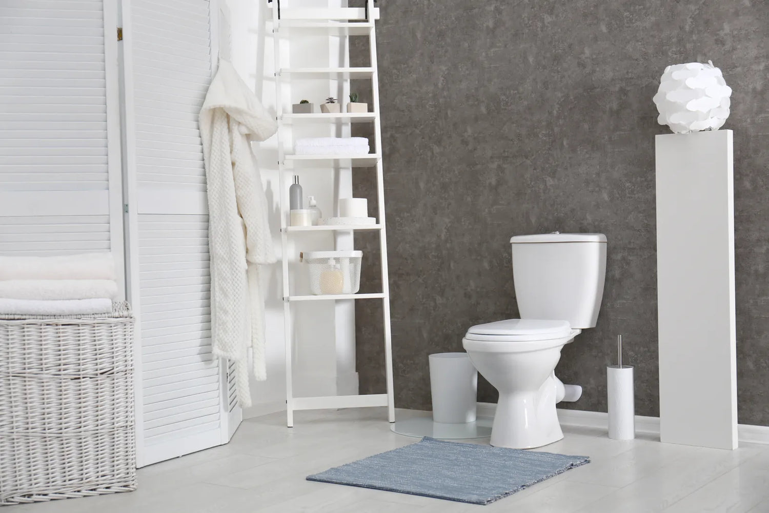 Minimalist bathroom with a toilet and bidet setup, illustrating the clean environment for inspecting leaky bidet connections.