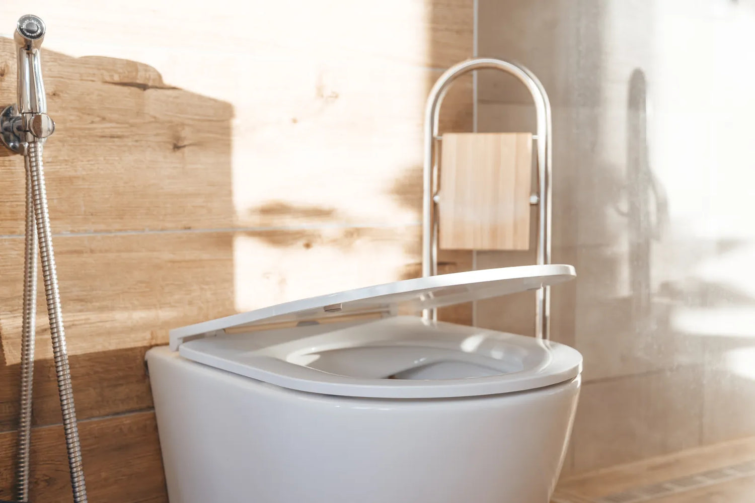 A modern smart toilet seat with built-in sensors, prone to technical malfunctions.