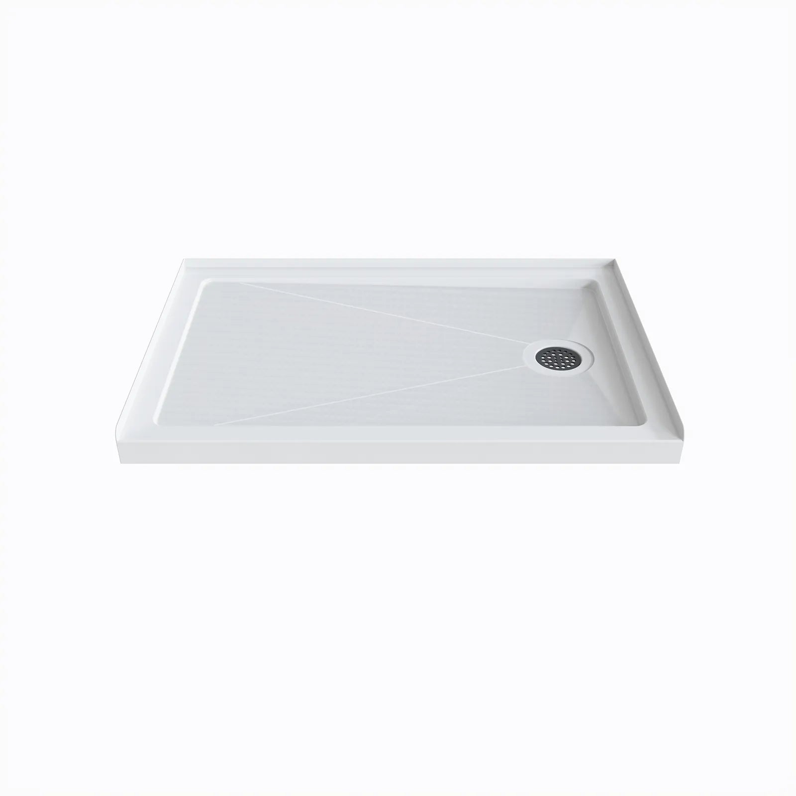 White Shower Pan with Right Drain and Acrylic Model BS4832-MB-R