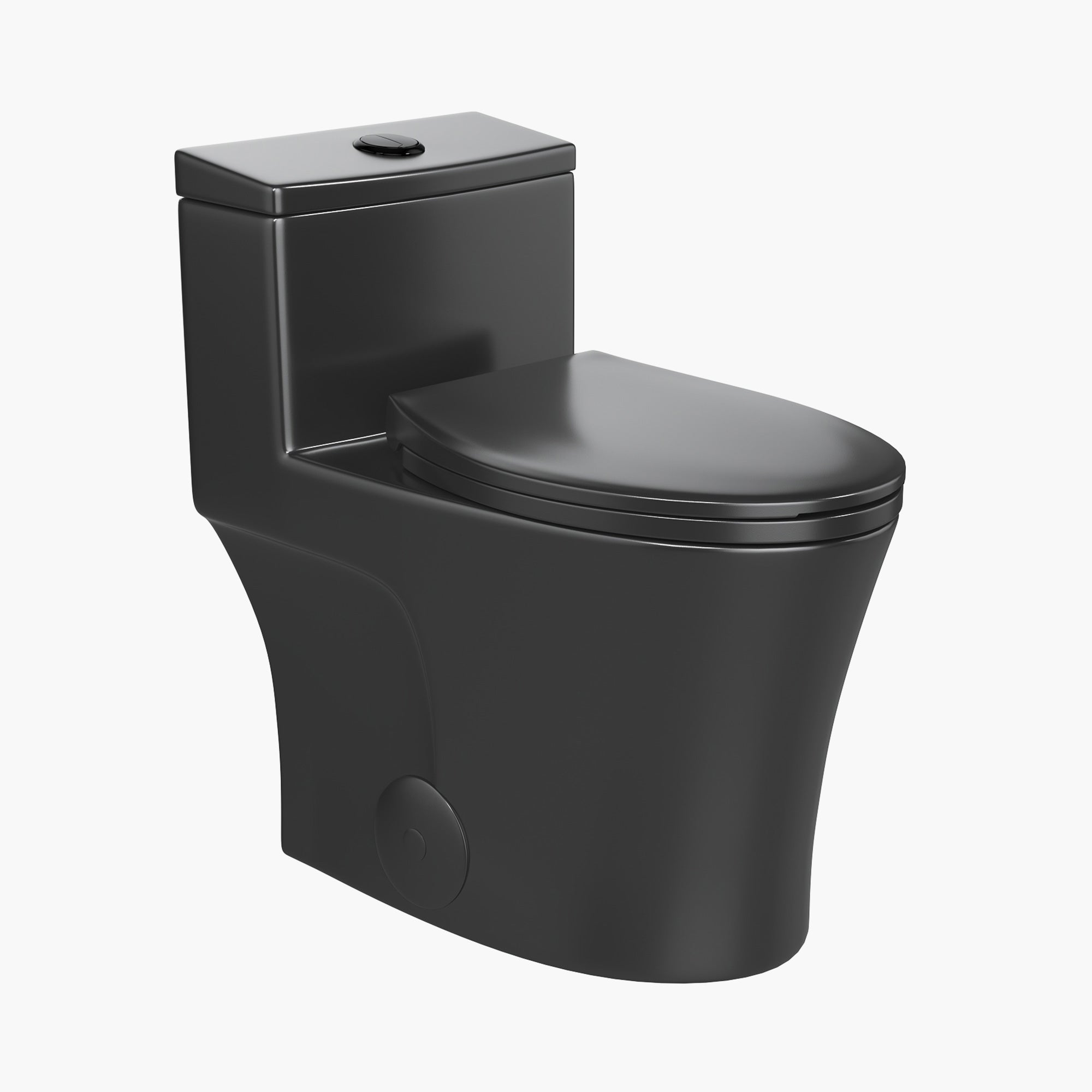 HOROW Black Ceramic Toilet 1.28 GPF Dual Flash Elongated One Piece Toilet Model T0338B