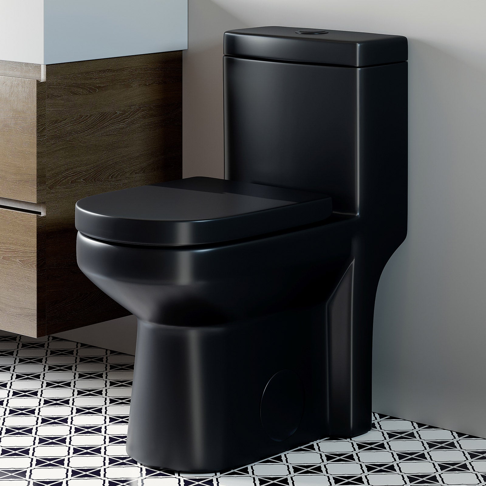 HOROW HWMT 8733 Black One Piece Toilet For 12 Inch Rough In Model 8733B
