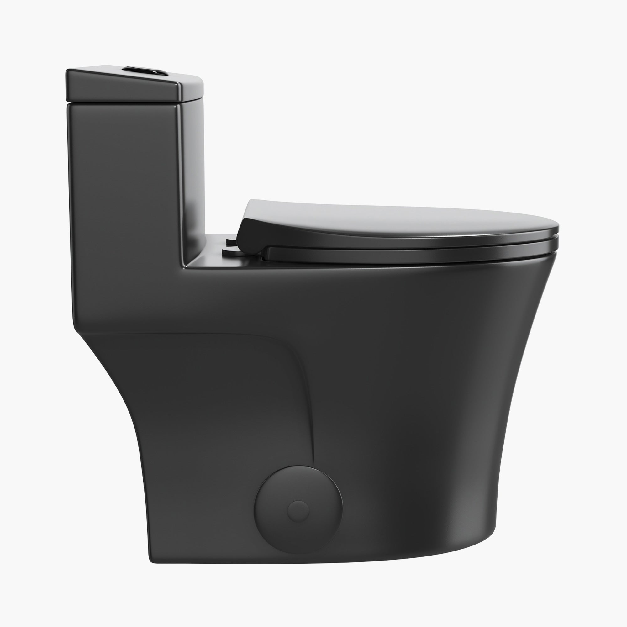 HOROW Black Ceramic Toilet 1.28 GPF Dual Flash Elongated One Piece Toilet Model T0338B