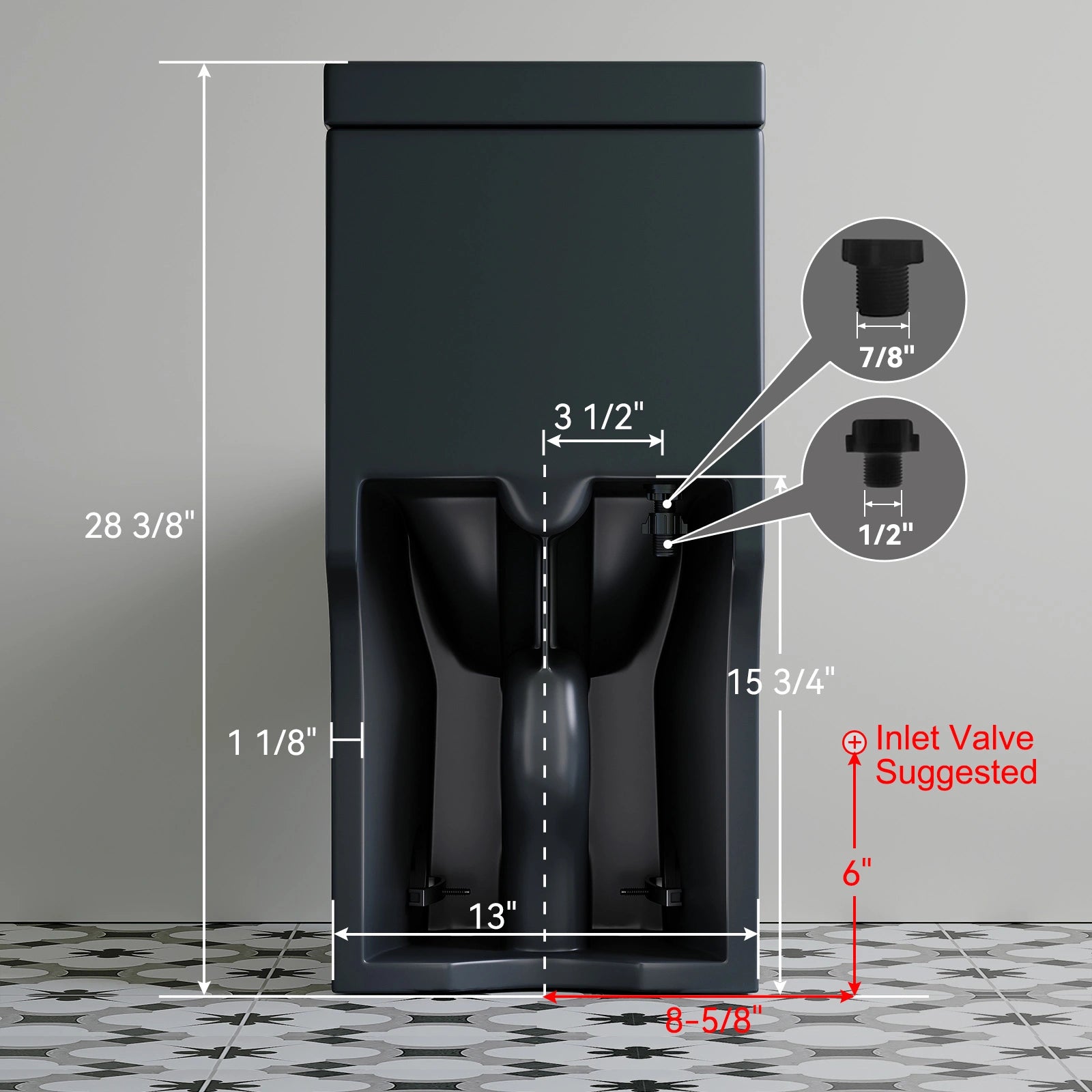 Matte Black Toilet with Skirted and UF Seat for 12 Inch Rough In Model 8733BU