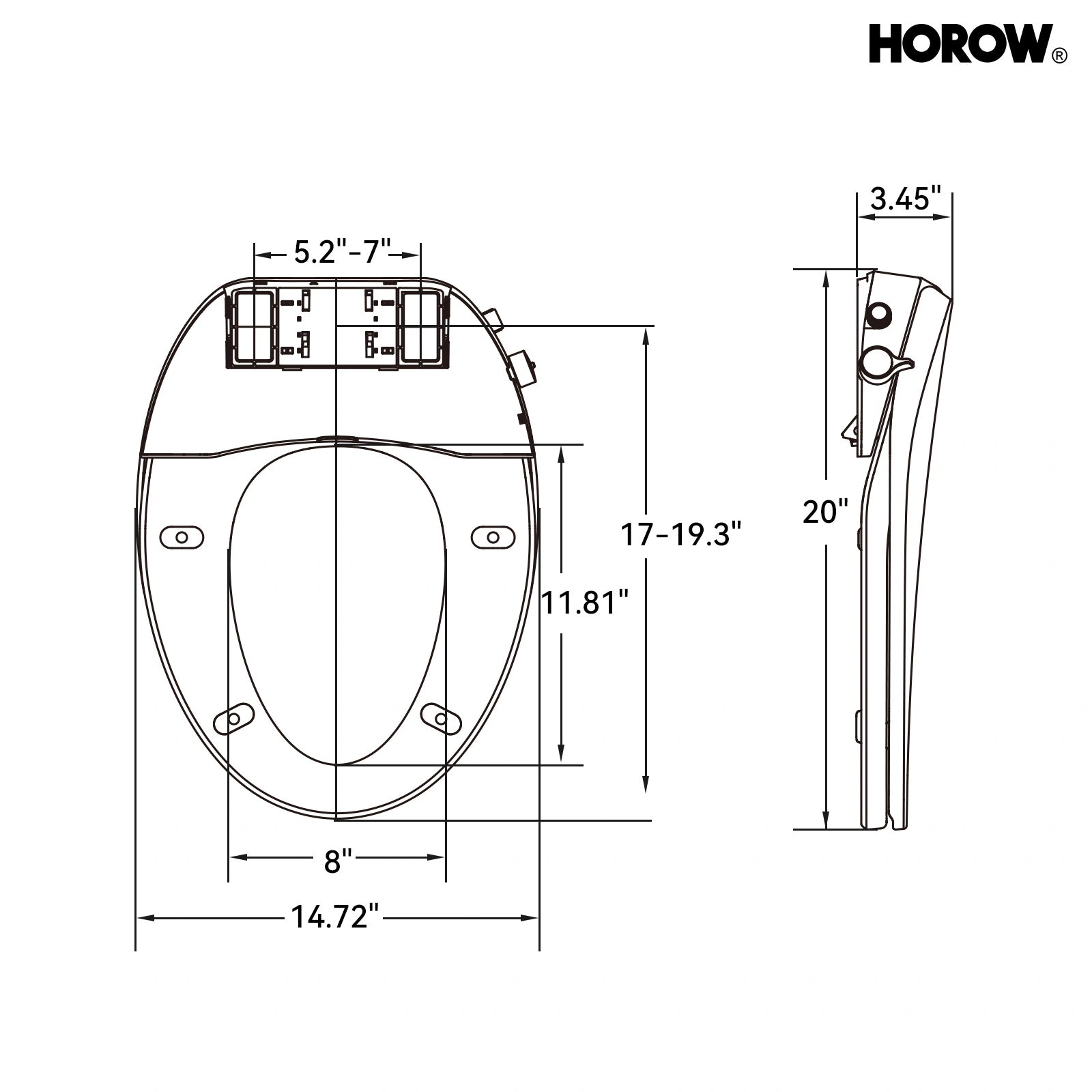 HOROW Bidet Toilet Seat With Dryer Heated Toilet Seat bidet Model B0401