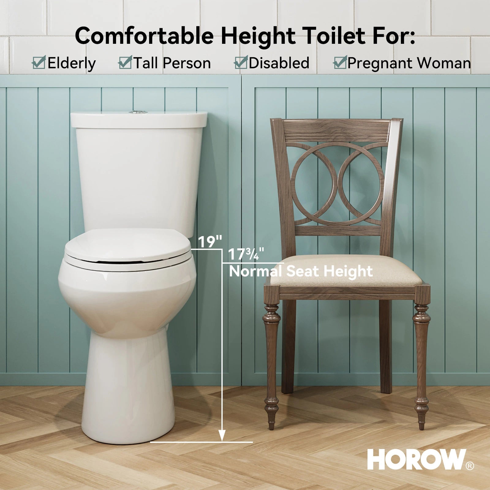 Elongated 2 Piece Toilet with Dual Flush Button and ADA Compliant Model HWTT - E02D