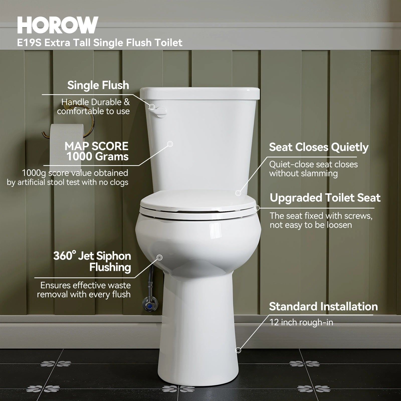 2 Piece Toilet with Elongated Bowl and Single Flush Model HWTT - E02S