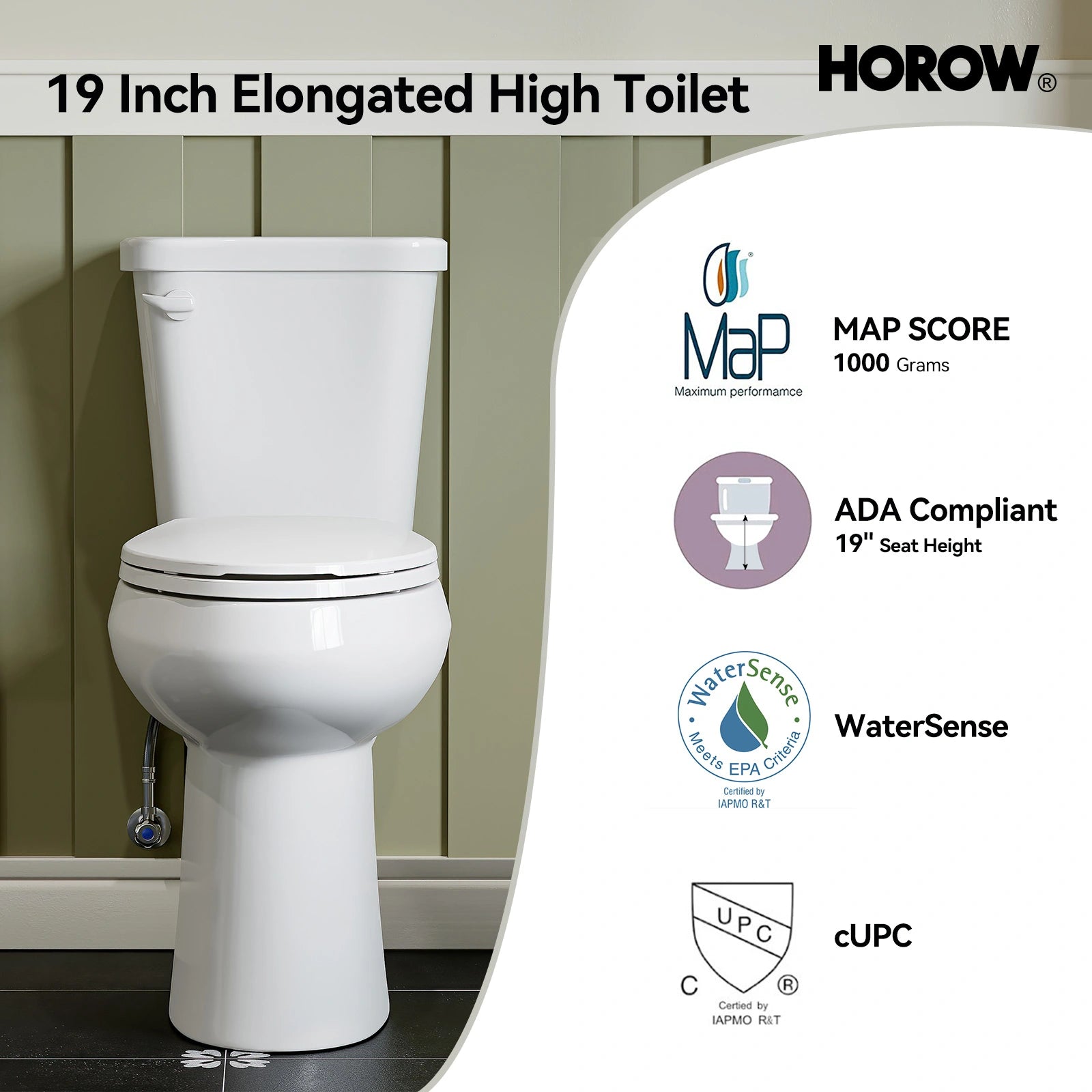 2 Piece Toilet with Elongated Bowl and Single Flush Model HWTT - E02S