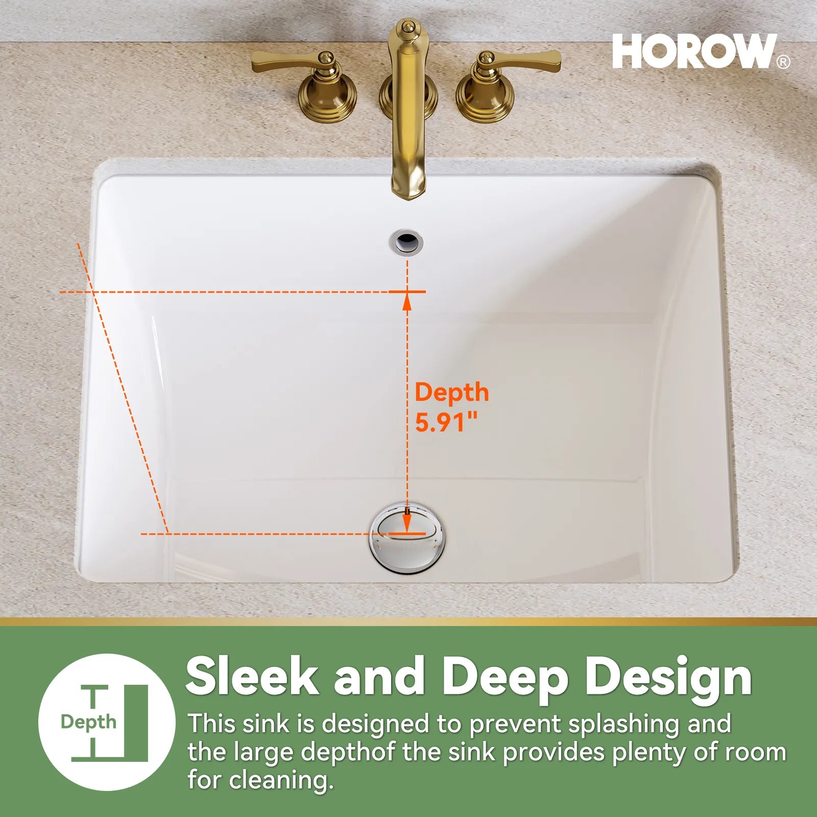 HOROW Rectangular Undermount Bathroom Sink 20 Inch Undermount Sink Model HWTP-S5138D