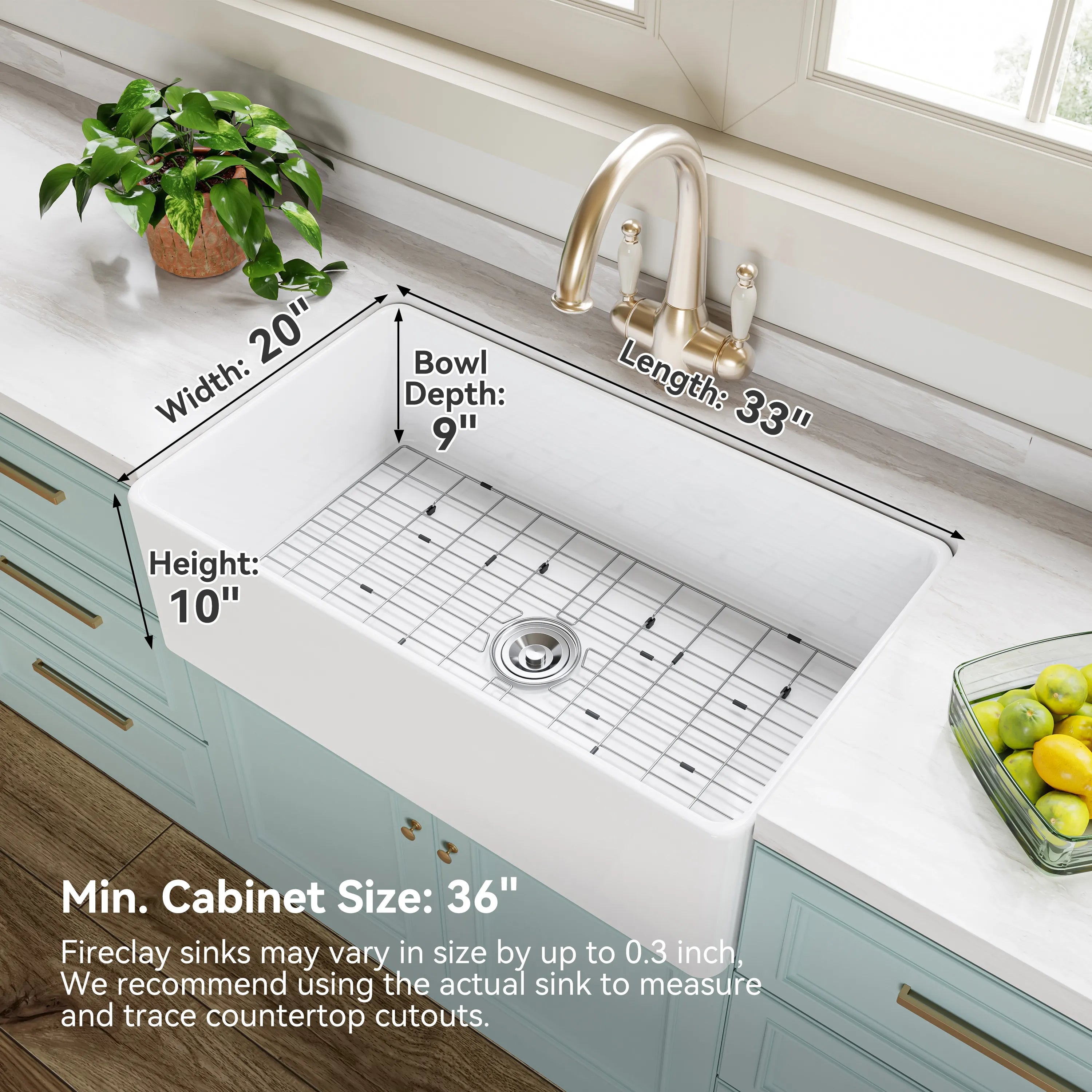 HOROW White Undermount Kitchen Sink 33 Inch Sink Model S3320W