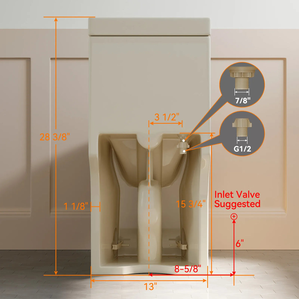 HOROW HWMT-8733BC Biscuit One-Piece Toilet with Dual Flush & Soft-Close Seat