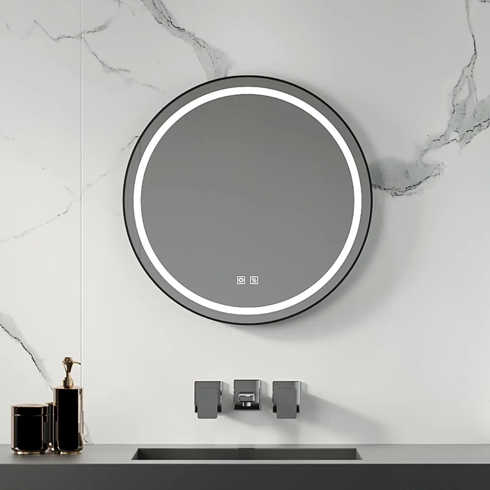 HOROW Round Bathroom Vanity Mirror 24 Inch with LED Lights Model HR-J24R