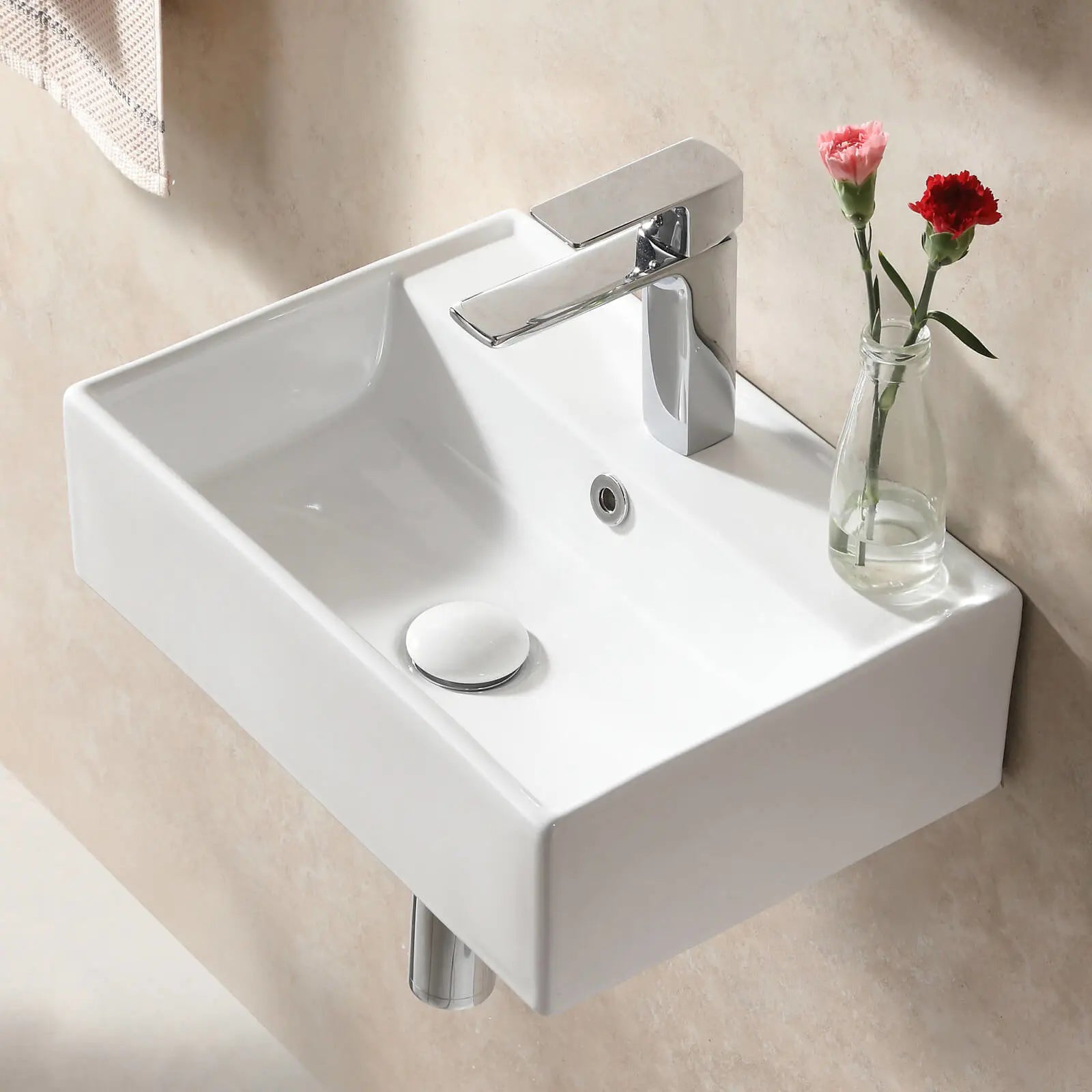 HOROW Wall Mounted Bathroom Sink With Single Faucet Hole Model HWTP-S4531W
