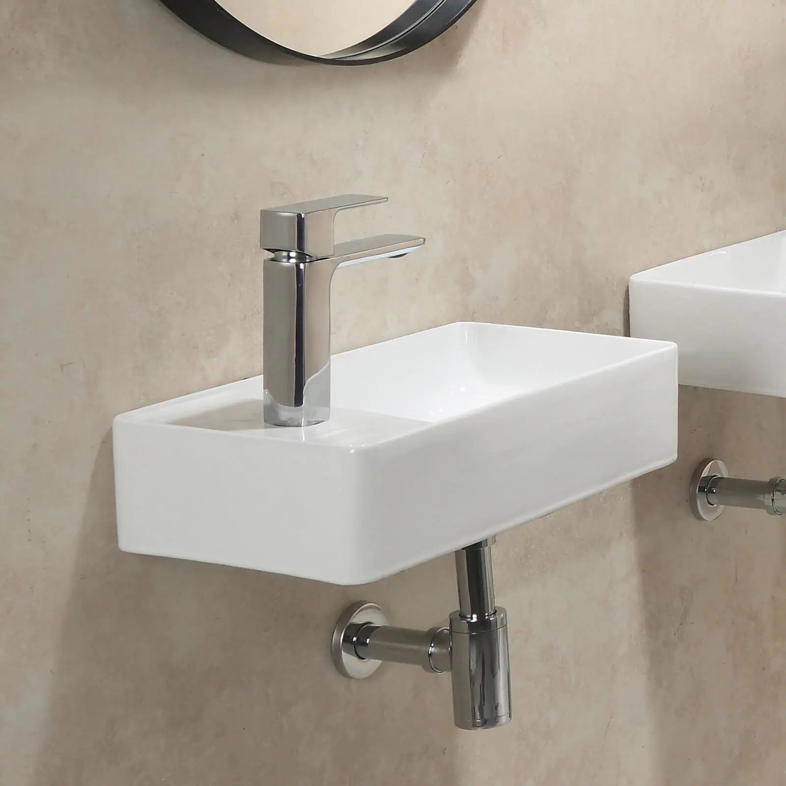 HOROW Rectangular Bathroom Sink With Left Side Faucet Model HWTP-S4625WL