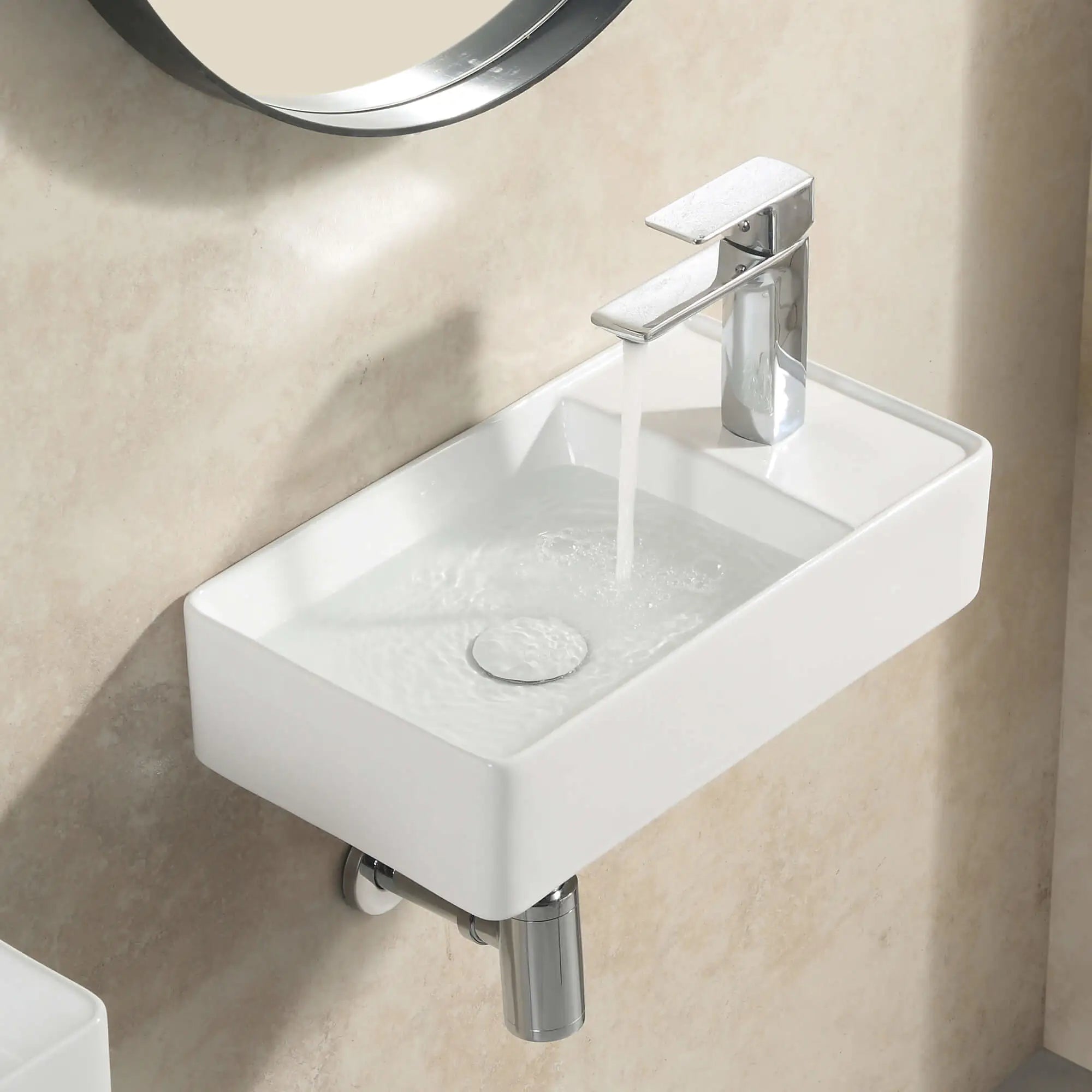 HOROW Small Wall Mount Sink With Right Side Faucet Model HWTP-S4625WR