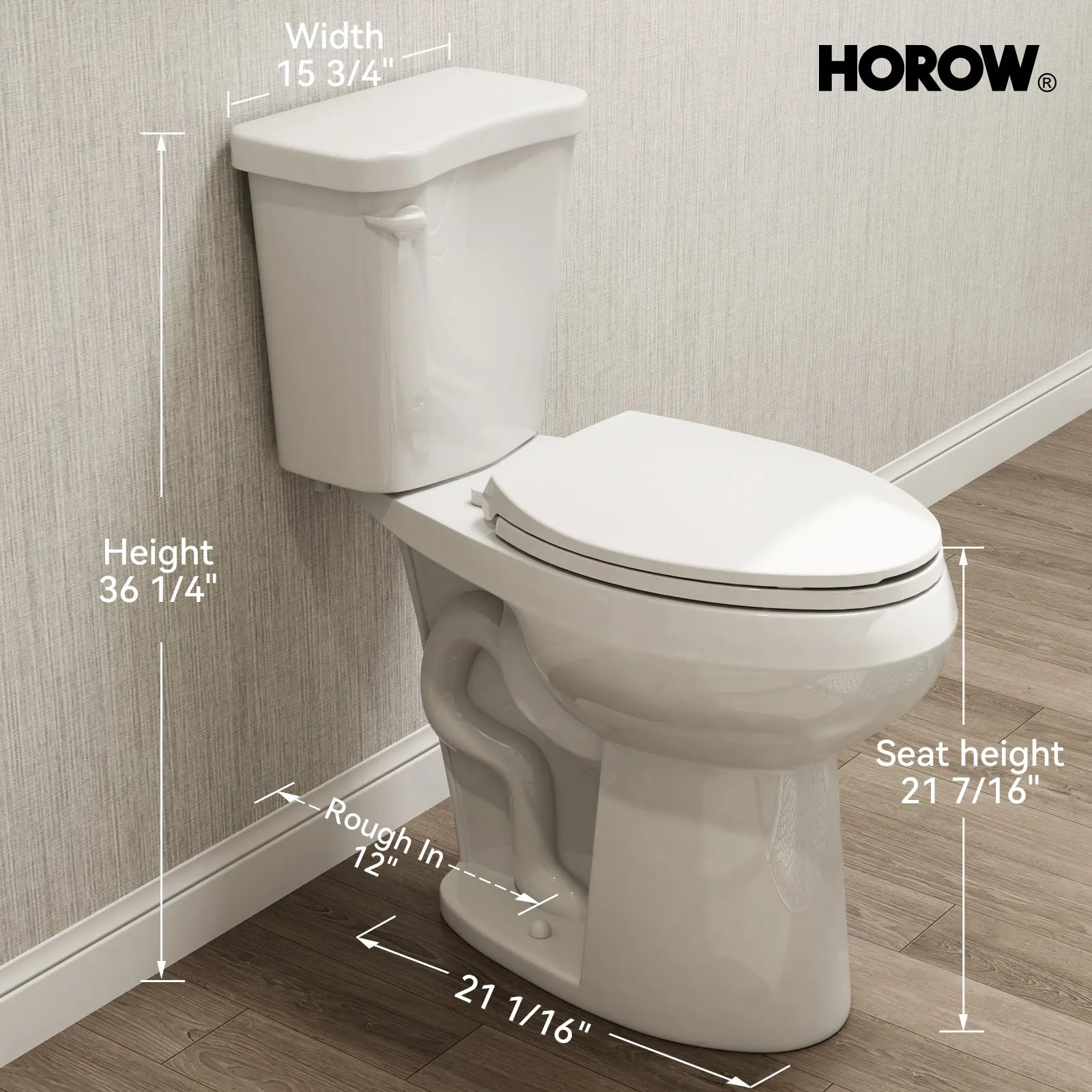 Elongated 2 Piece Toilet with Single Flush and ADA Model HWTT - E03S