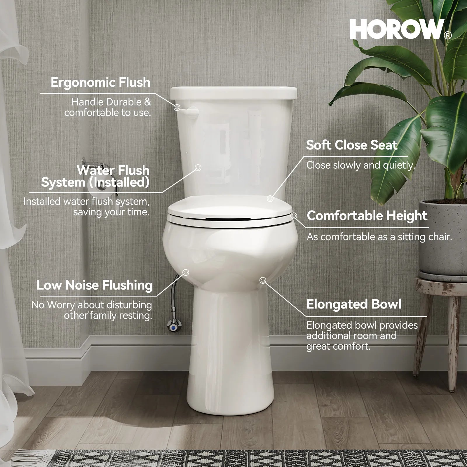 Elongated 2 Piece Toilet with Single Flush and ADA Model HWTT - E03S