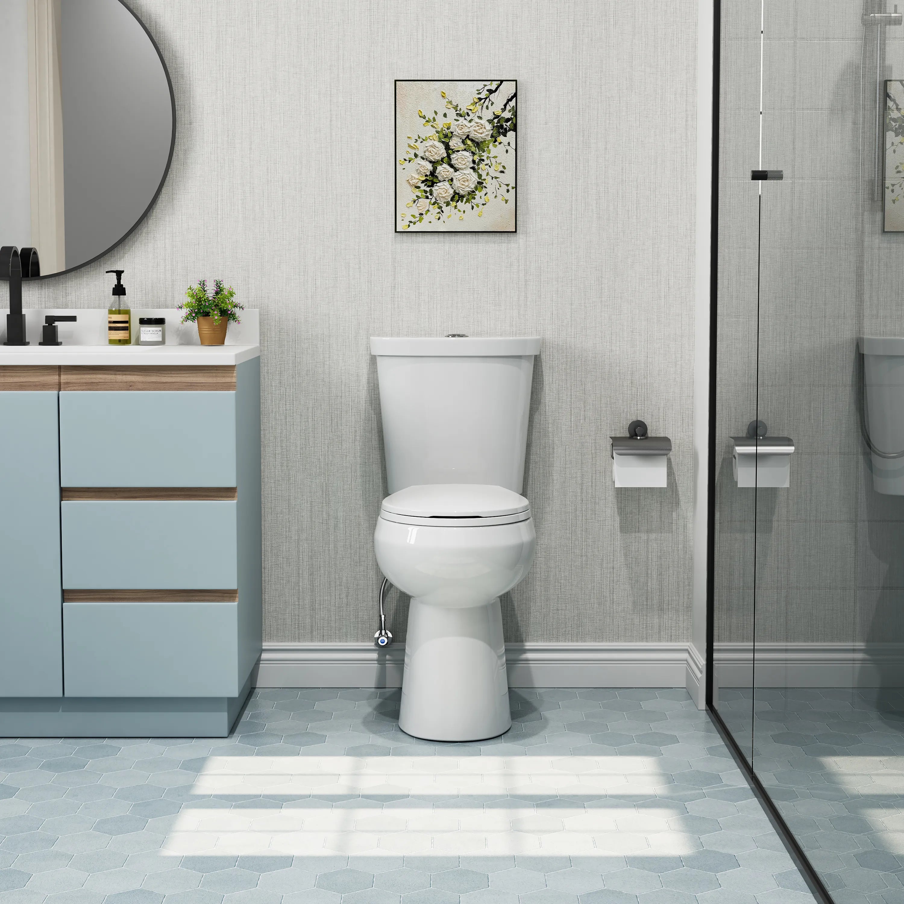 Double Flush Two Piece Toilet with Round Bowl and ADA Model HWTT - R03D