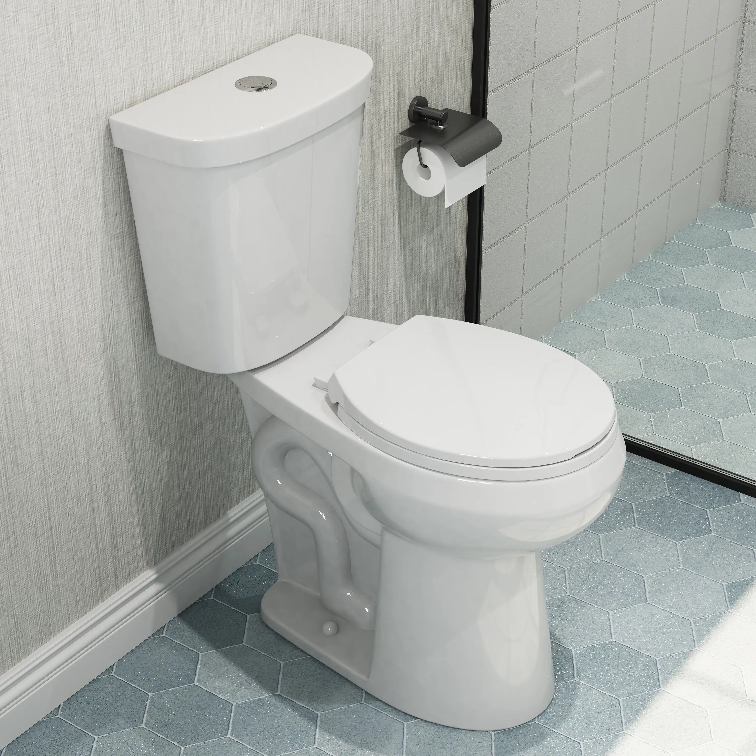 Double Flush Two Piece Toilet with Round Bowl and ADA Model HWTT - R03D