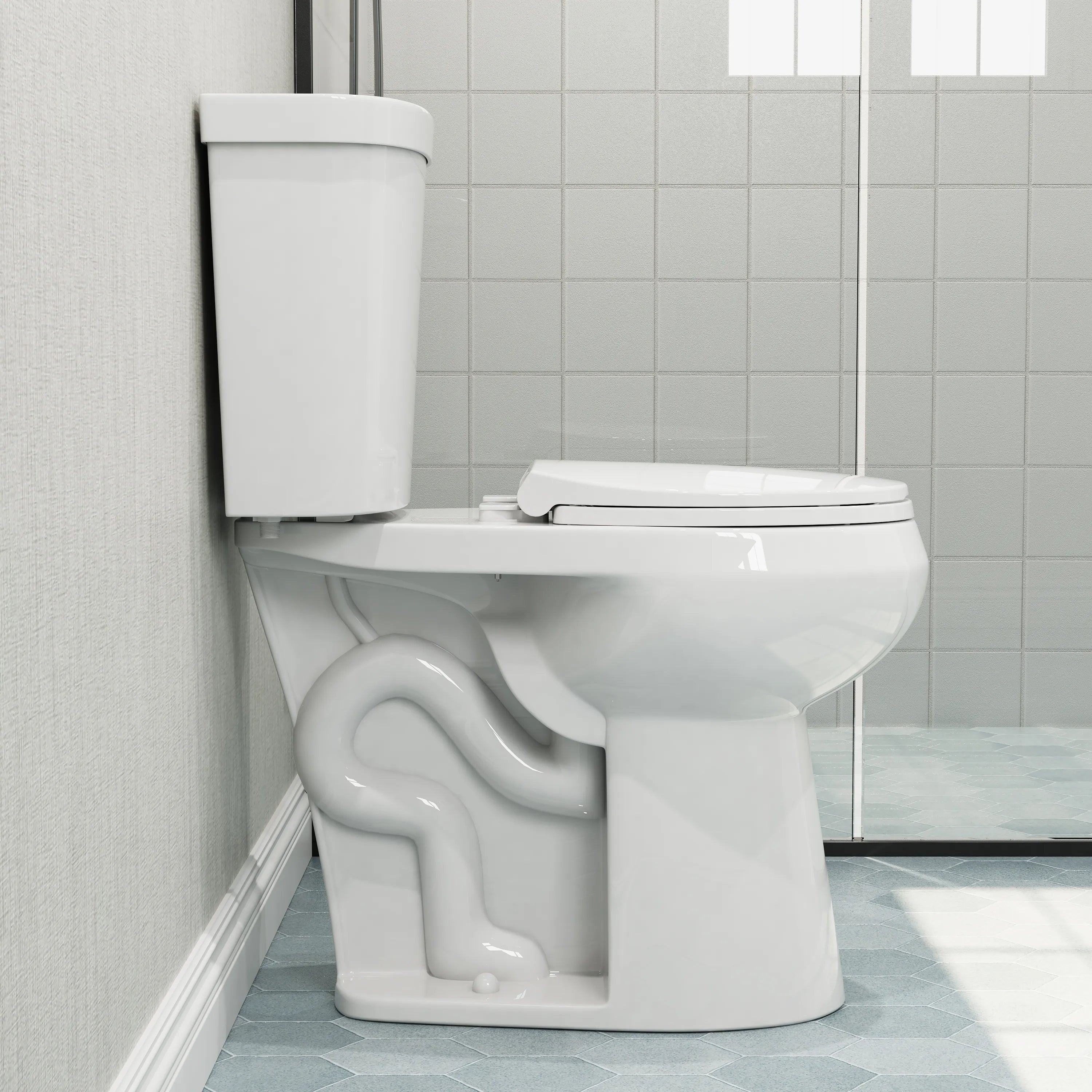 Double Flush Two Piece Toilet with Round Bowl and ADA Model HWTT - R03D