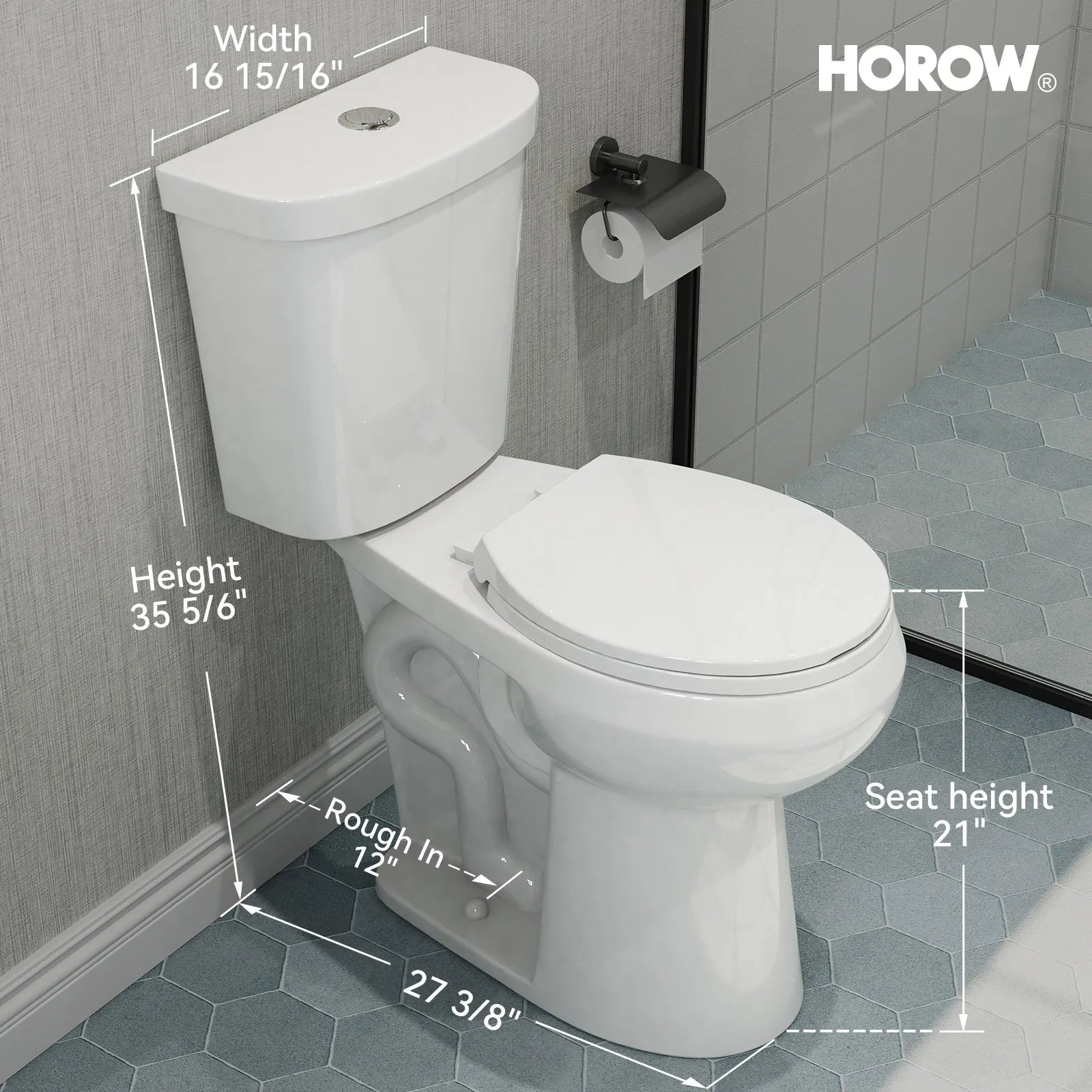 Double Flush Two Piece Toilet with Round Bowl and ADA Model HWTT - R03D