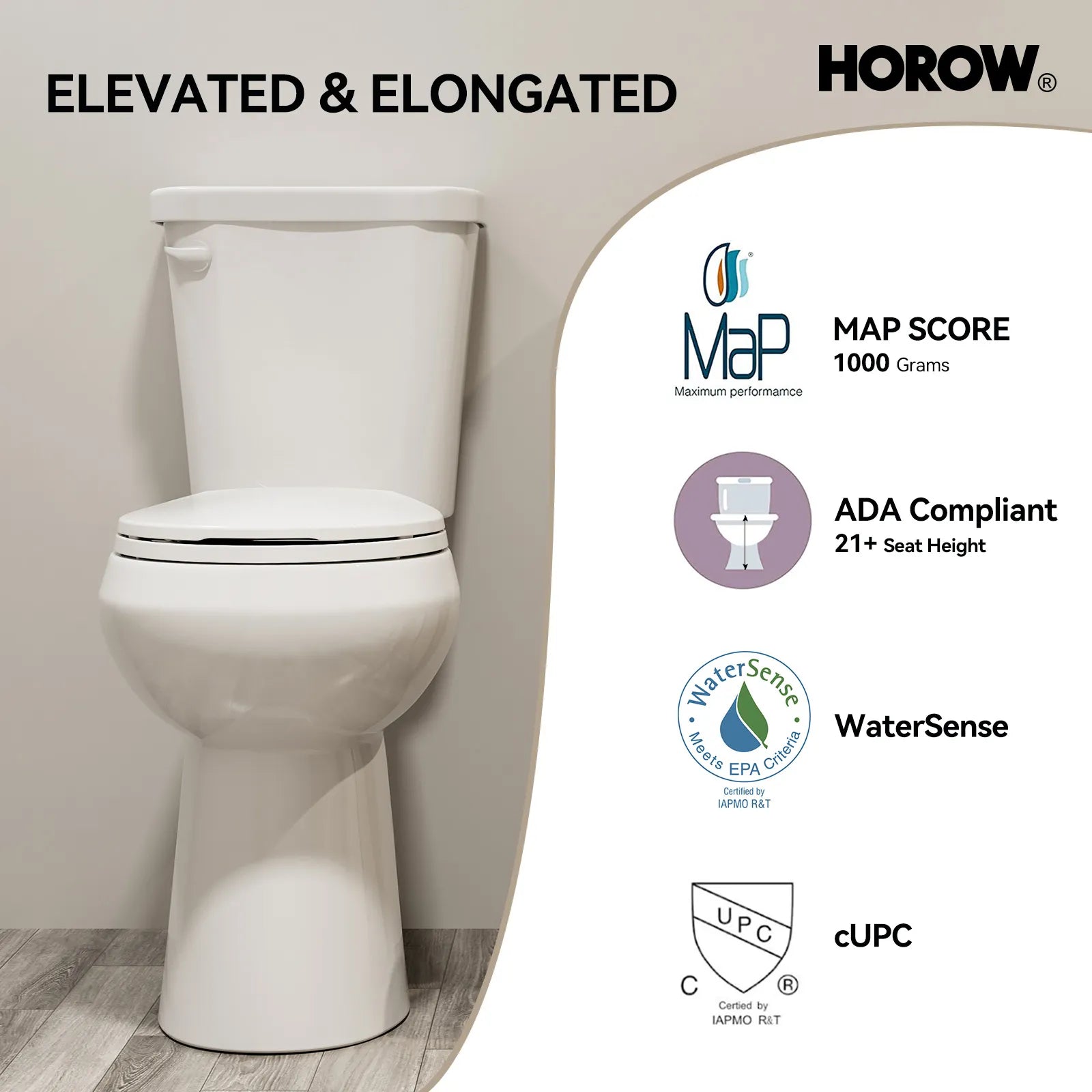 12 Inch Rough In 2 Piece Toilet with ADA Compliant and Single Flush Model HWTT - R03S