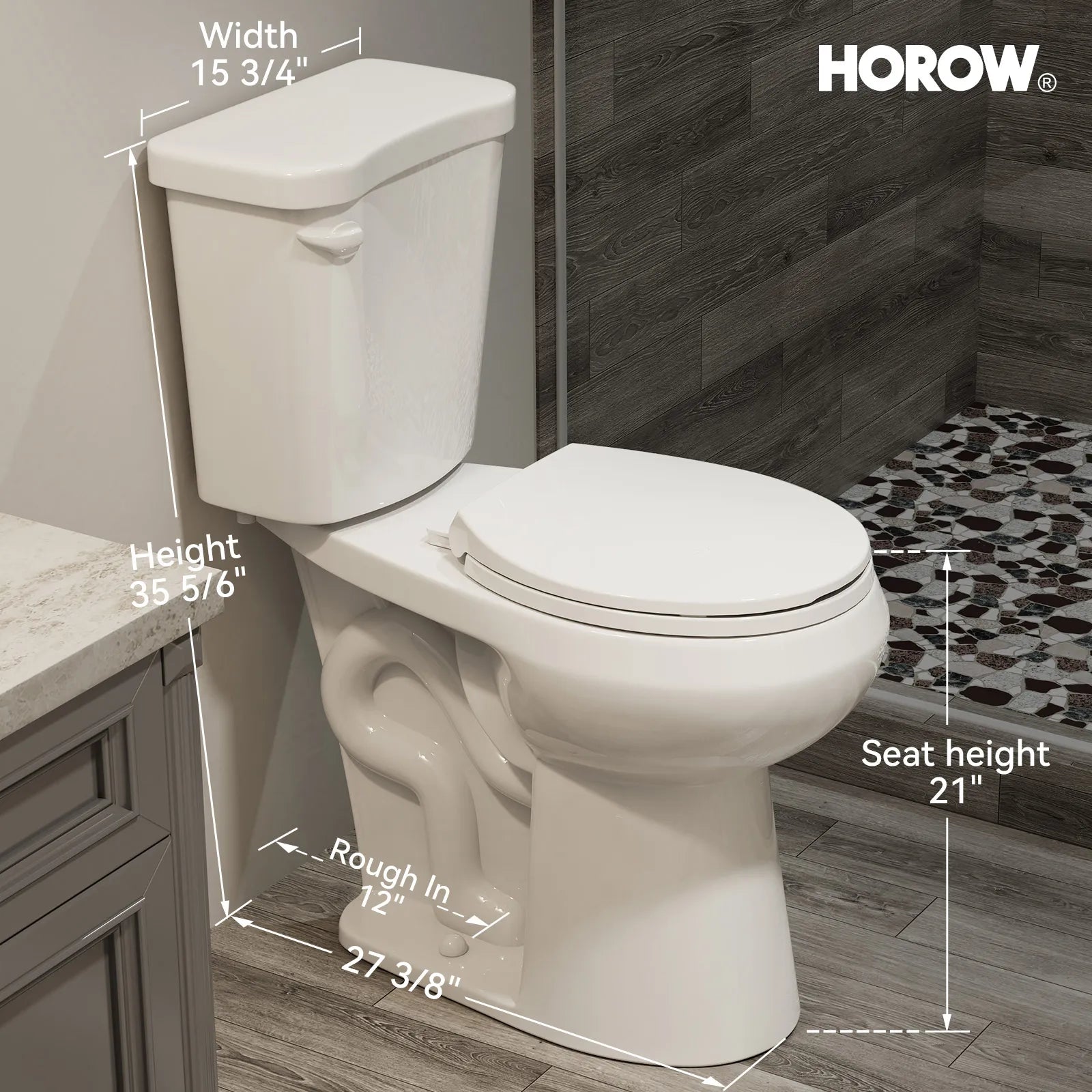 12 Inch Rough In 2 Piece Toilet with ADA Compliant and Single Flush Model HWTT - R03S