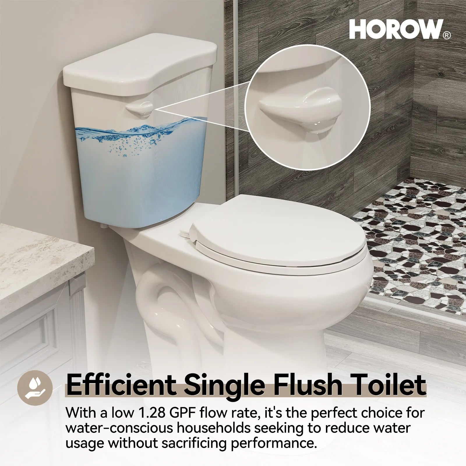 12 Inch Rough In 2 Piece Toilet with ADA Compliant and Single Flush Model HWTT - R03S