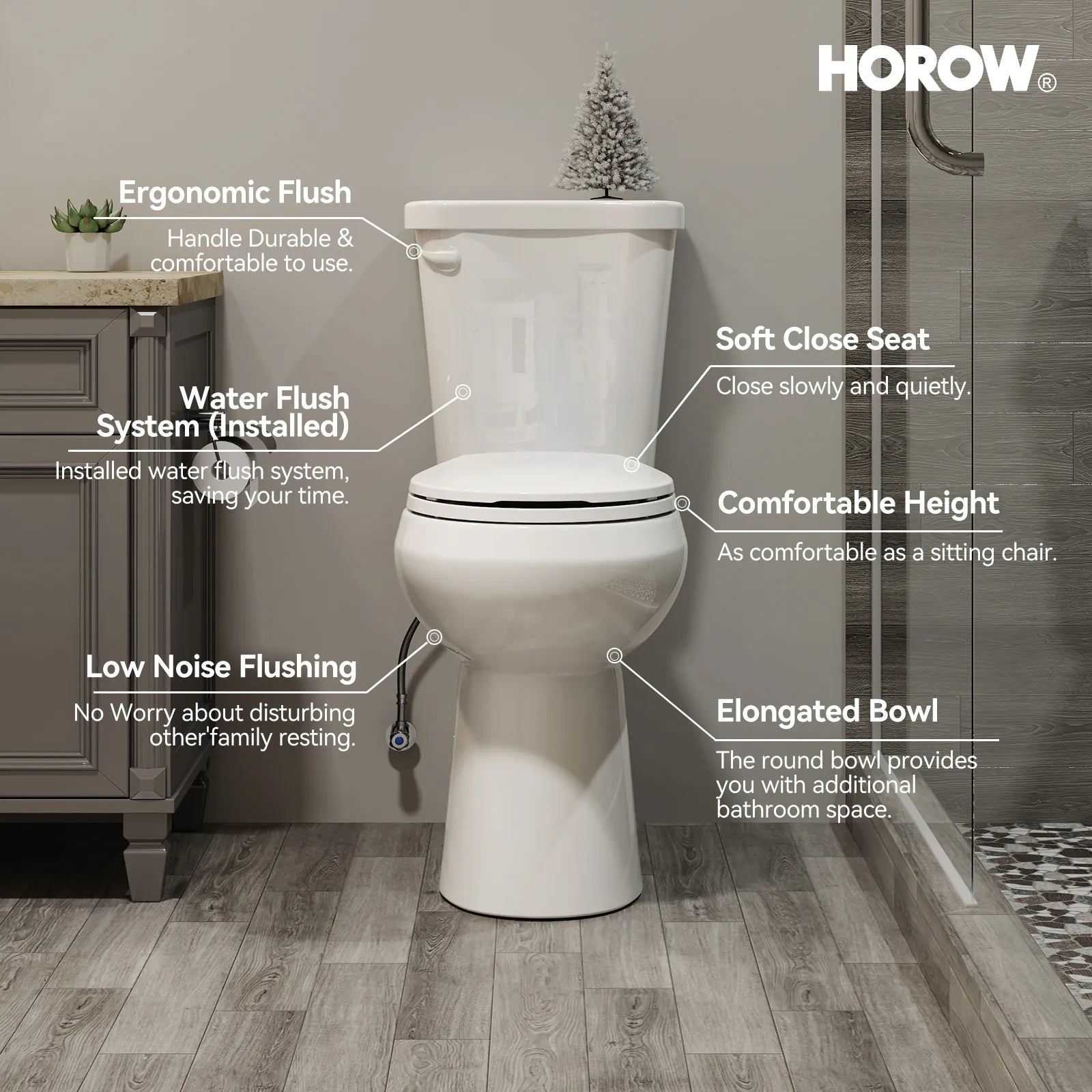 12 Inch Rough In 2 Piece Toilet with ADA Compliant and Single Flush Model HWTT - R03S